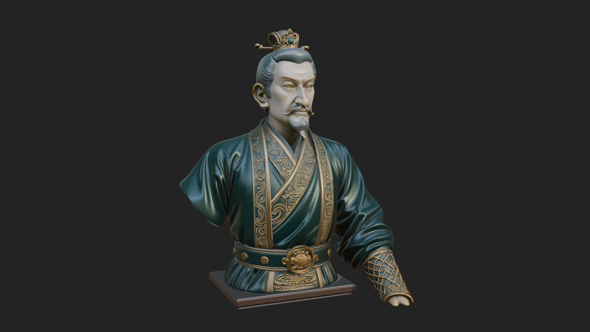 Chinese Scholar Bust Statue Design 6 3D Print Model 3D Model