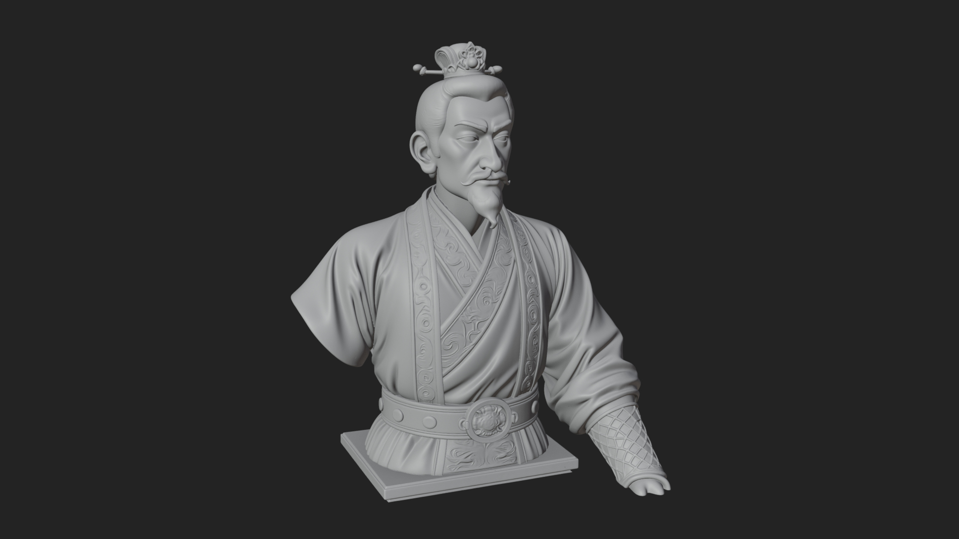 Chinese Scholar Bust Statue Design 6 3D Print Model 3D Model