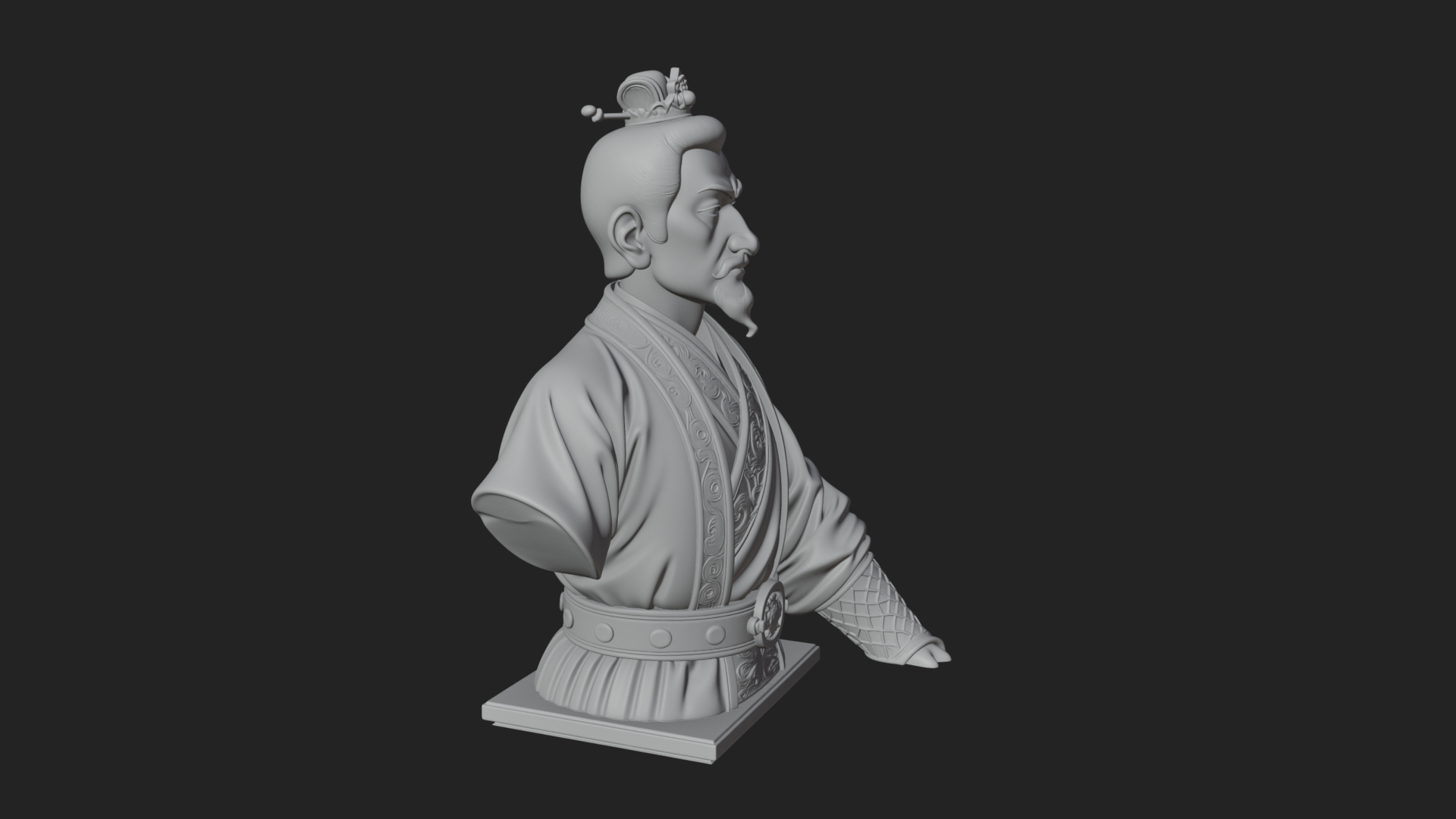 Chinese Scholar Bust Statue Design 6 3D Print Model 3D Model