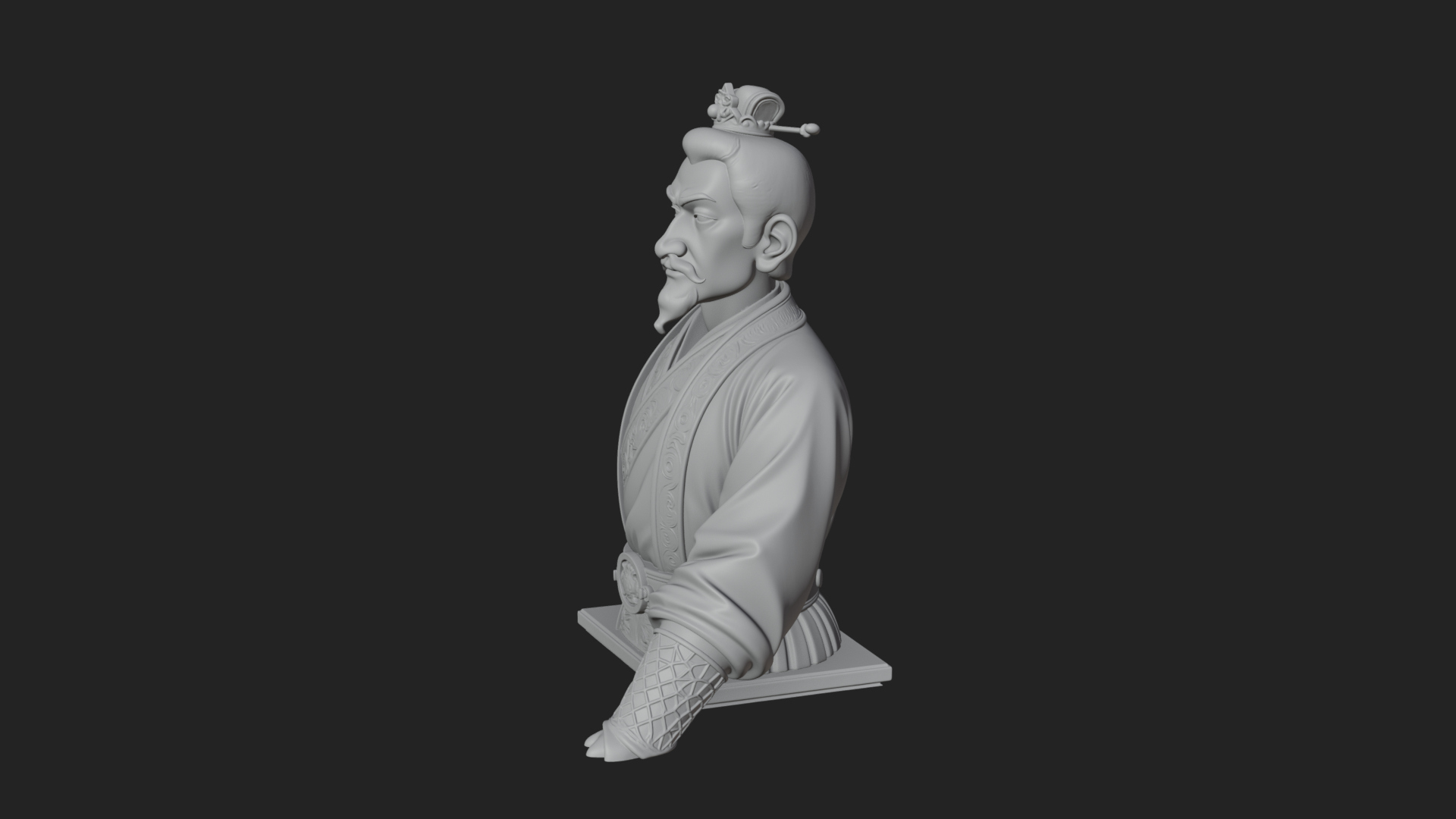 Chinese Scholar Bust Statue Design 6 3D Print Model 3D Model