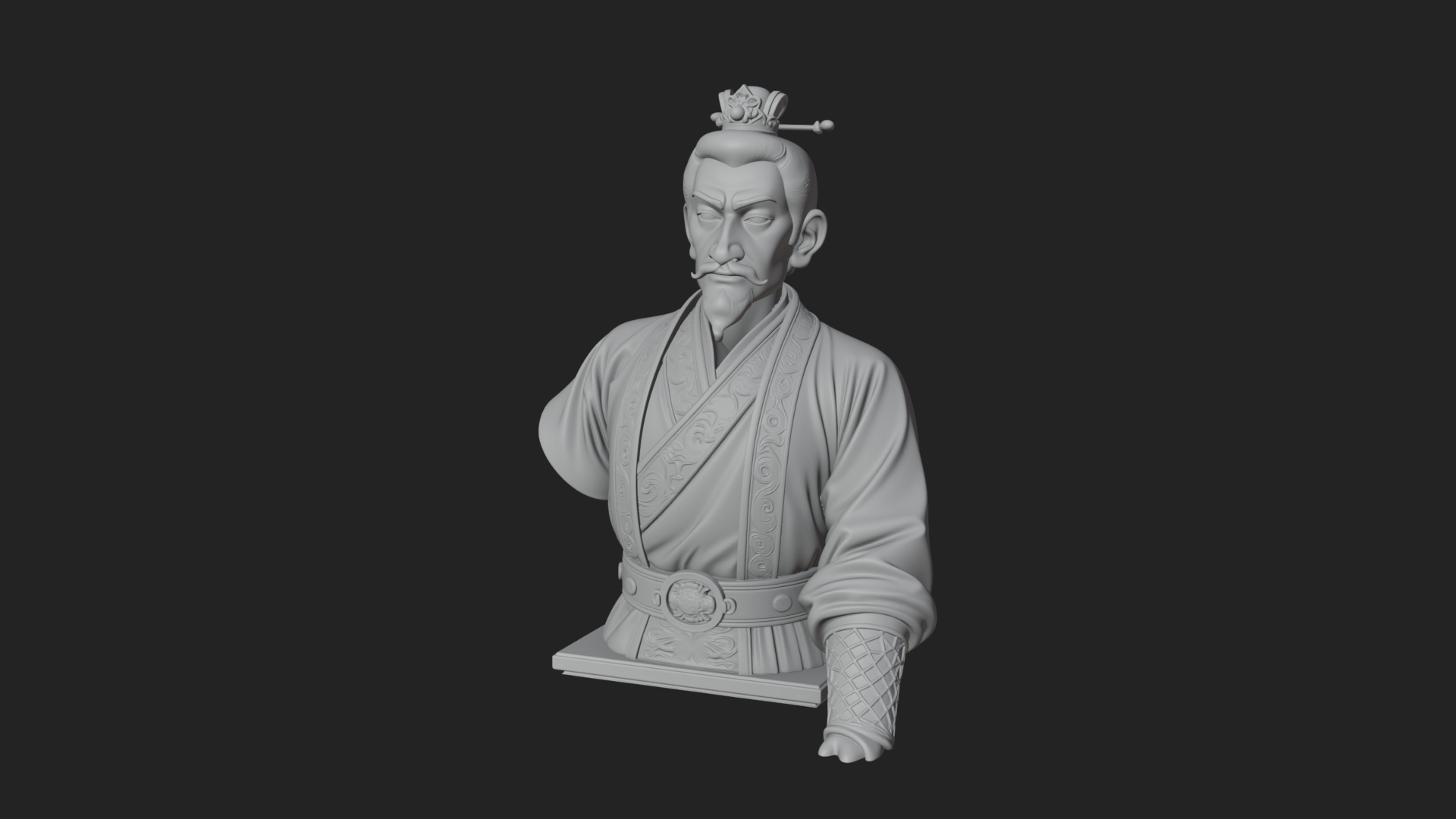 Chinese Scholar Bust Statue Design 6 3D Print Model 3D Model
