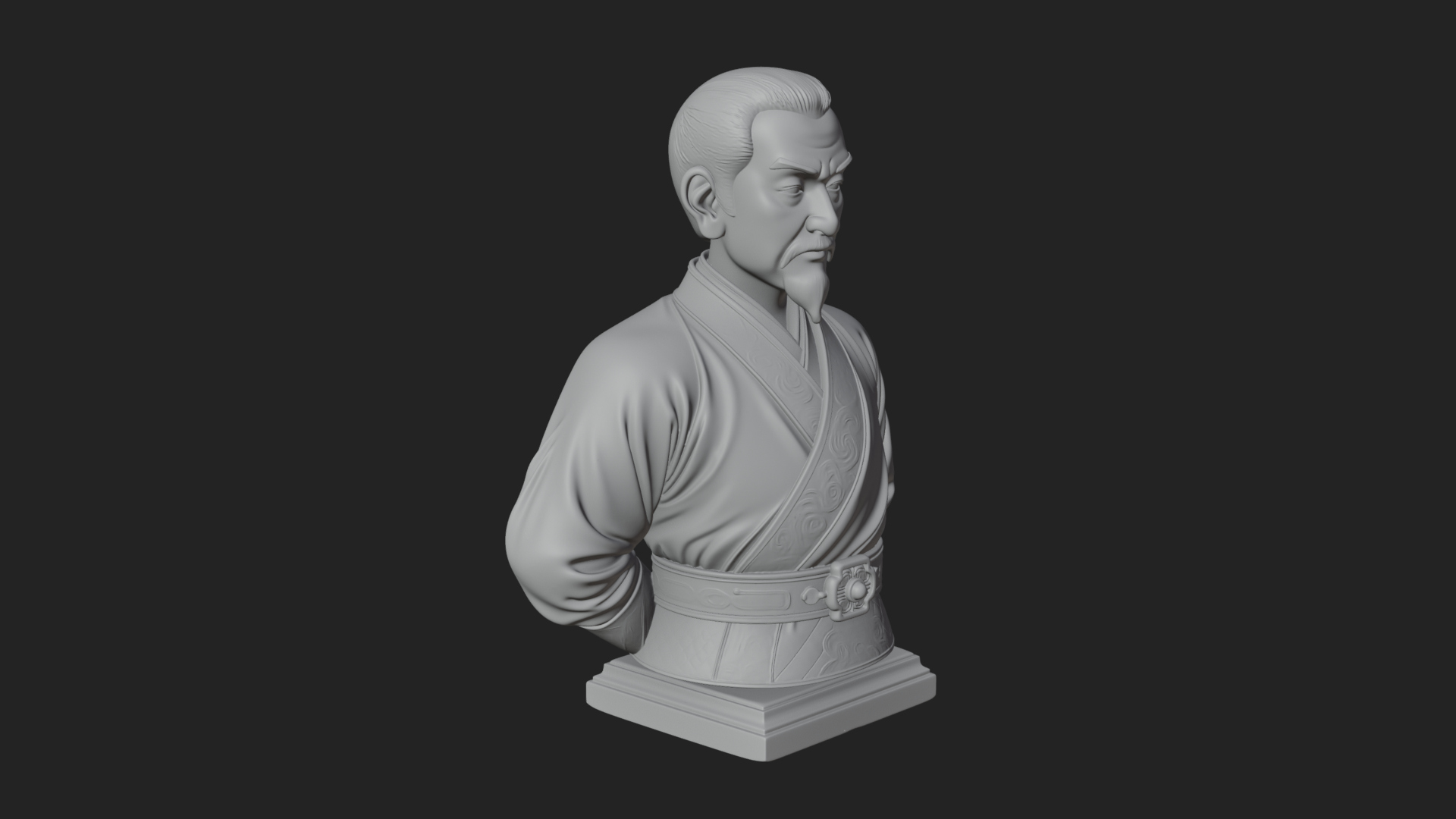 Chinese Scholar Bust Statue Design 8 3D Print Model 3D Model