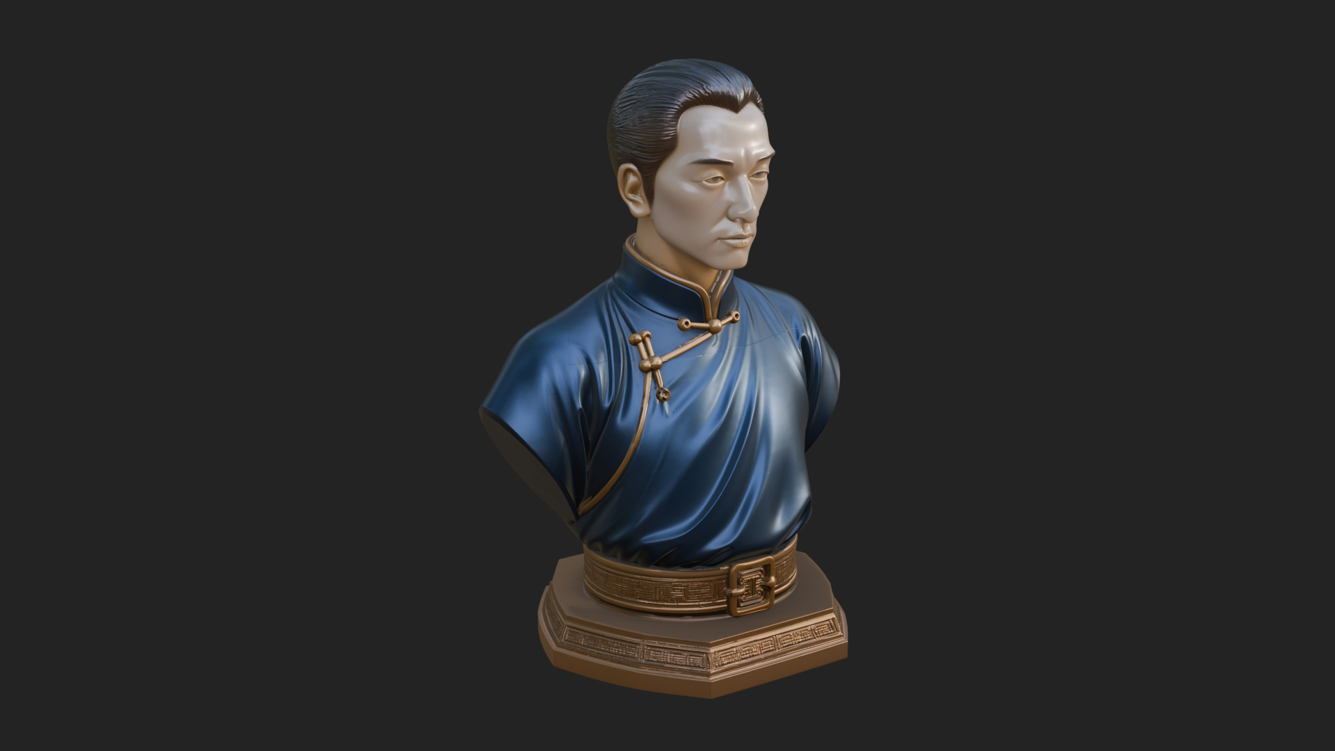 Chinese Scholar Bust Statue Design 9 3D Print Model 3D Model