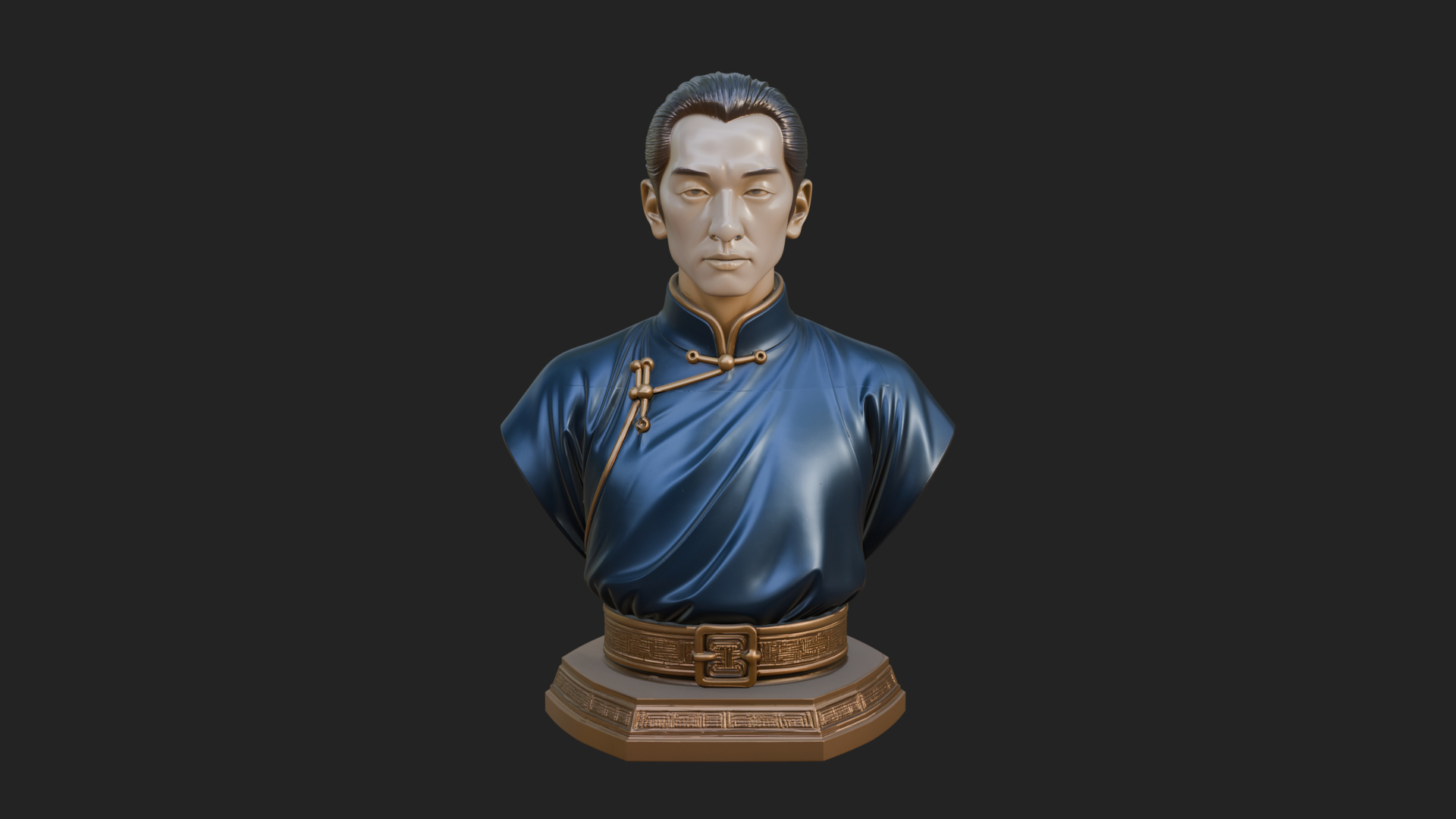 Chinese Scholar Bust Statue Design 9 3D Print Model 3D Model