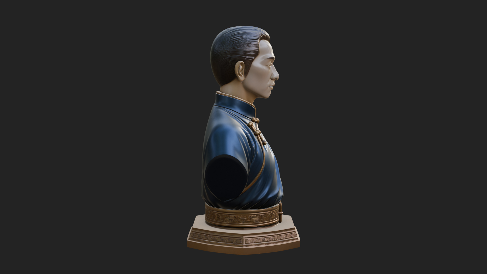 Chinese Scholar Bust Statue Design 9 3D Print Model 3D Model