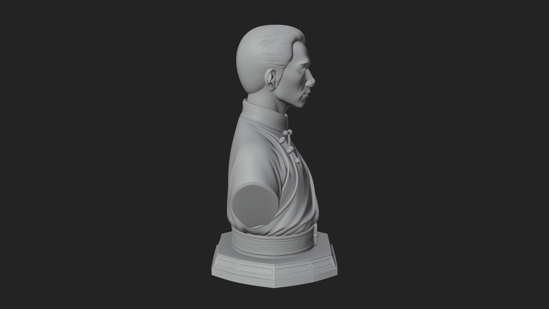 Chinese Scholar Bust Statue Design 9 3D Print Model 3D Model