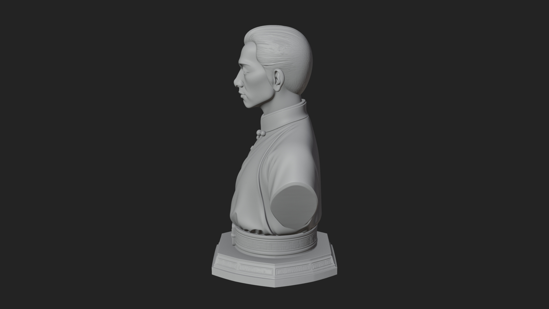 Chinese Scholar Bust Statue Design 9 3D Print Model 3D Model