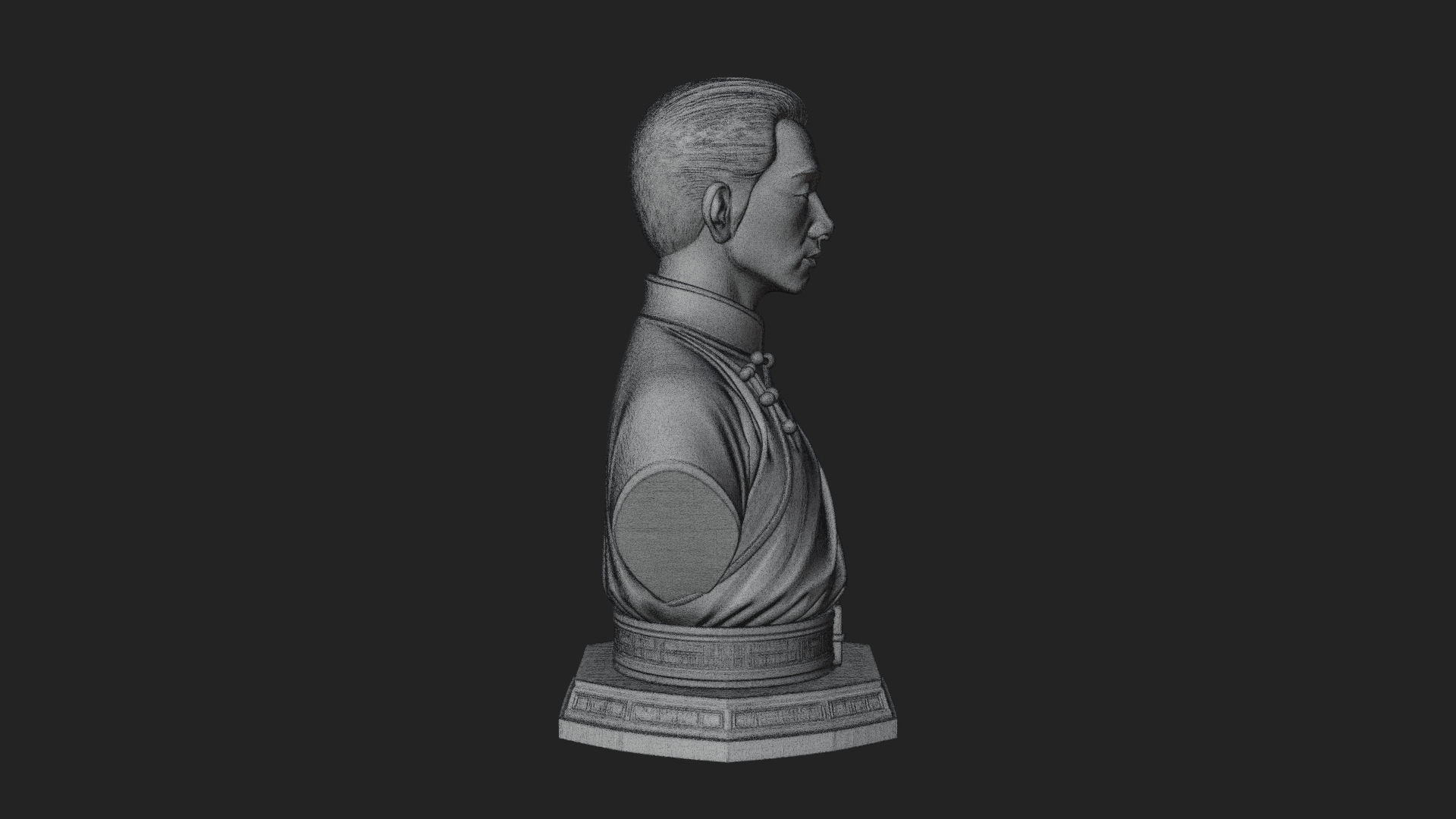 Chinese Scholar Bust Statue Design 9 3D Print Model 3D Model