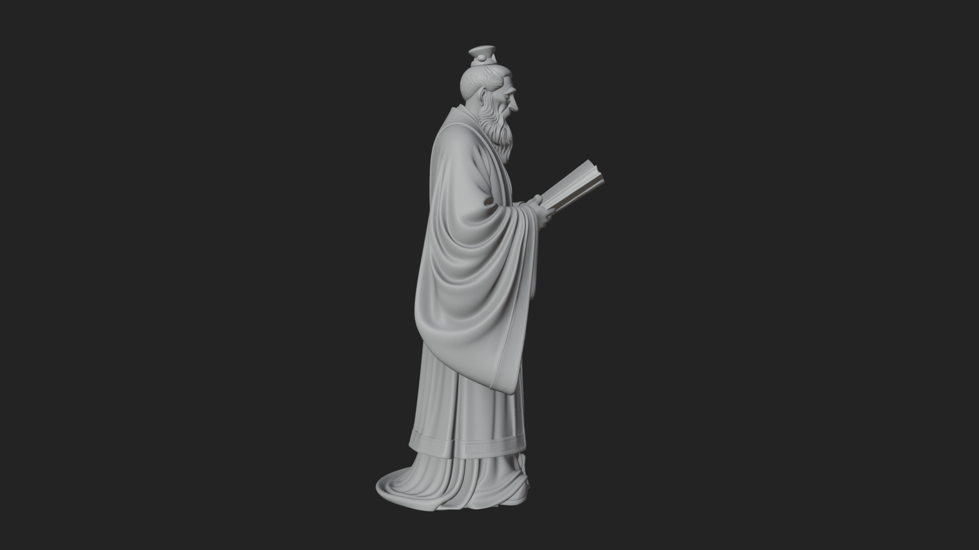 Chinese Scholar with Book Statue Design 1 3D Print Model 3D Model