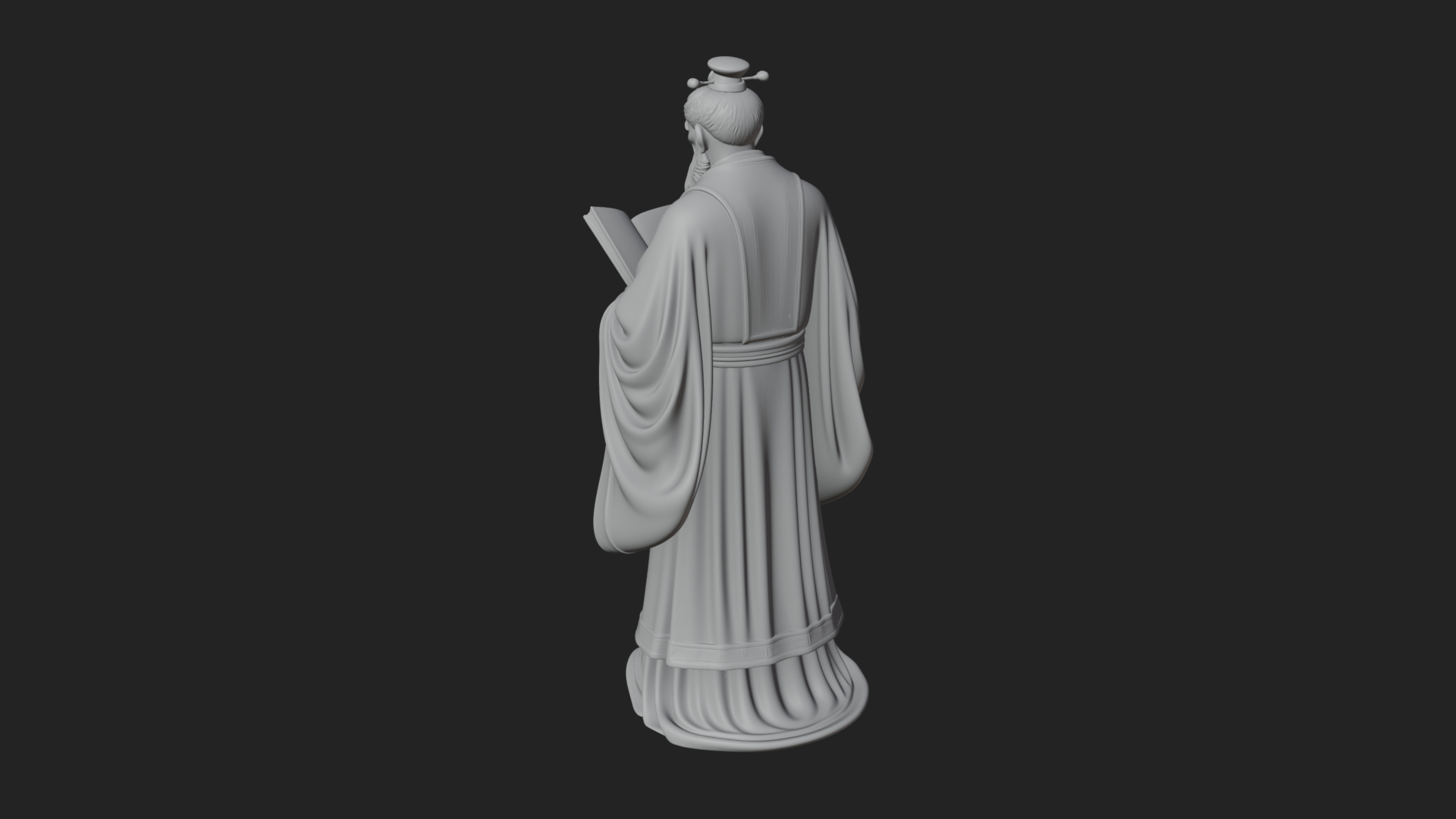Chinese Scholar with Book Statue Design 1 3D Print Model 3D Model