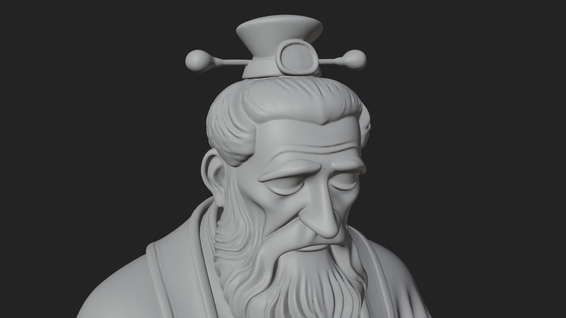 Chinese Scholar with Book Statue Design 1 3D Print Model 3D Model