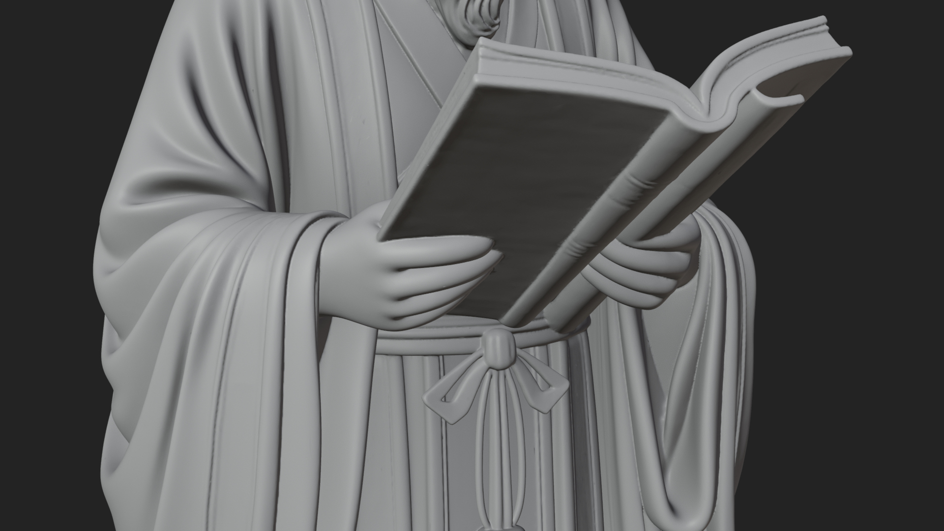 Chinese Scholar with Book Statue Design 1 3D Print Model 3D Model