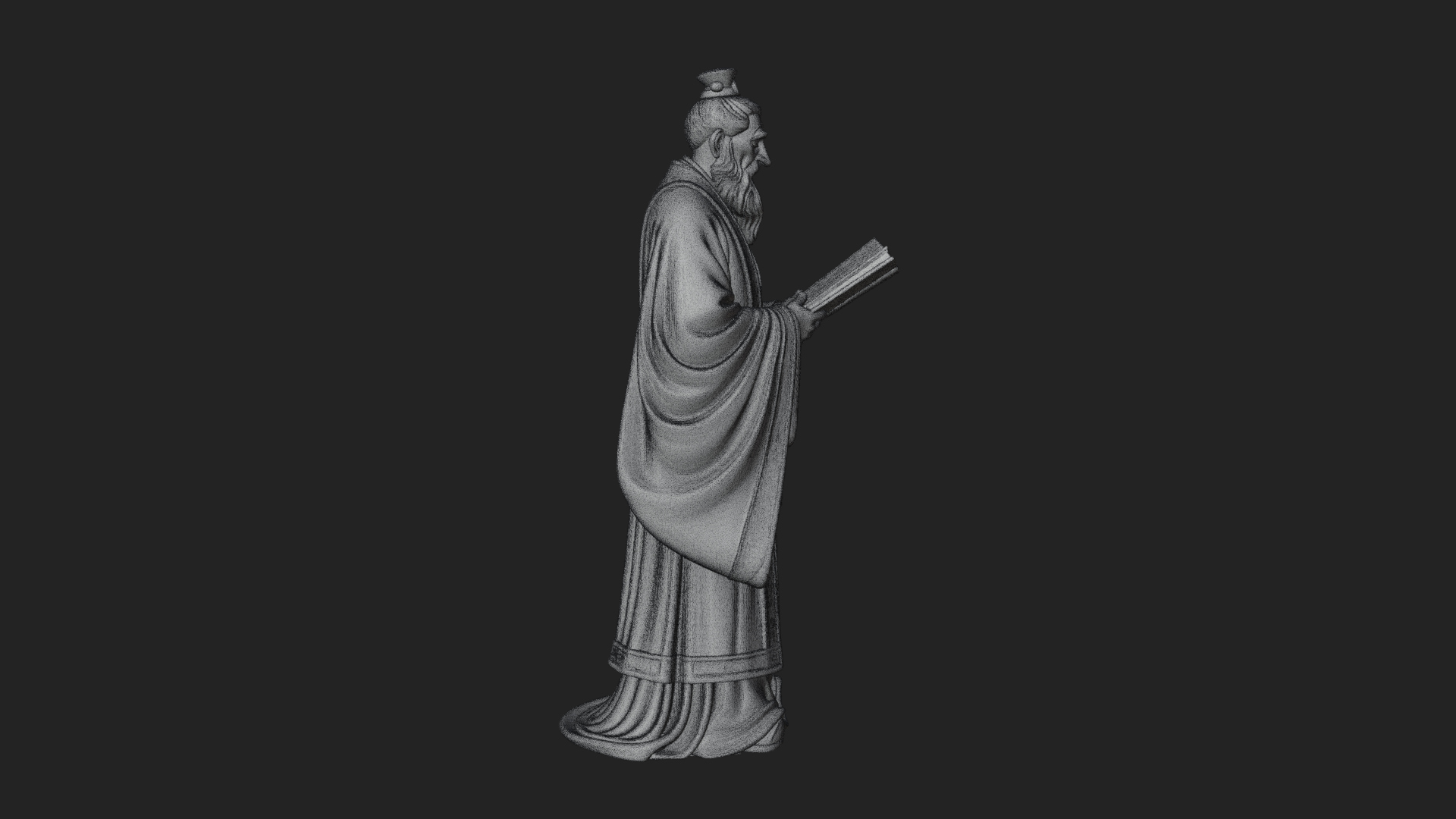 Chinese Scholar with Book Statue Design 1 3D Print Model 3D Model