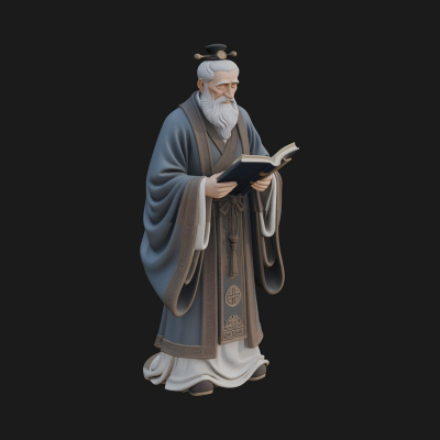 Chinese Scholar with Book Statue Design 1 3D Print Model