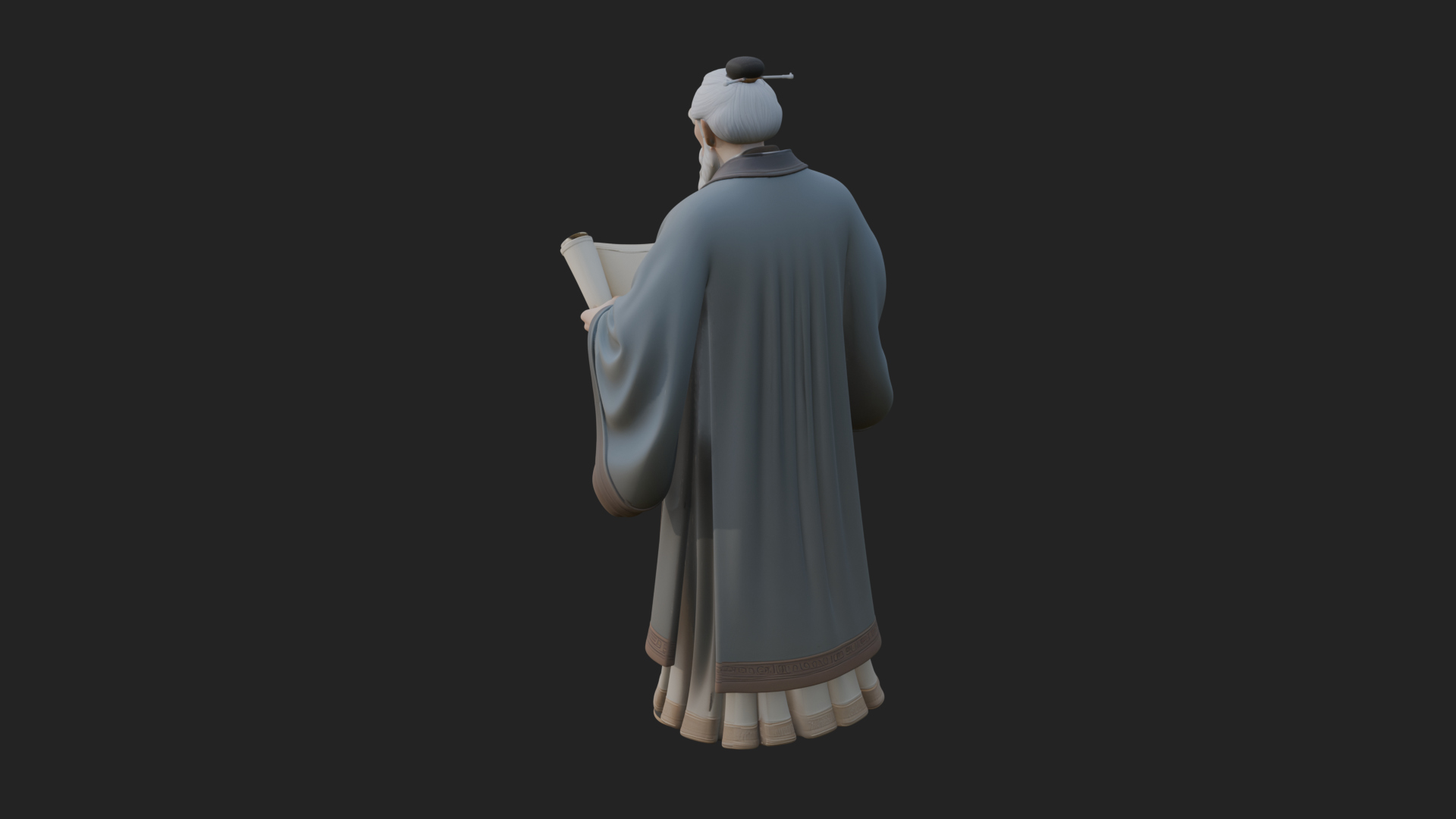 Chinese Scholar with Book Statue Design 10 3D Print Model 3D Model