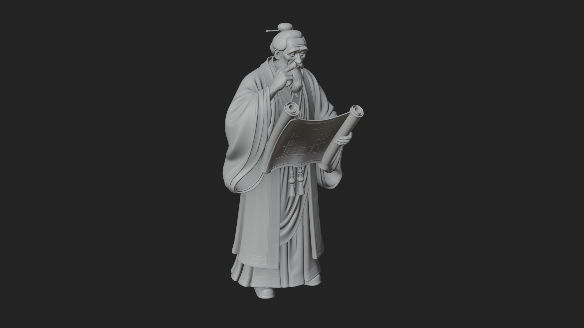 Chinese Scholar with Book Statue Design 10 3D Print Model 3D Model