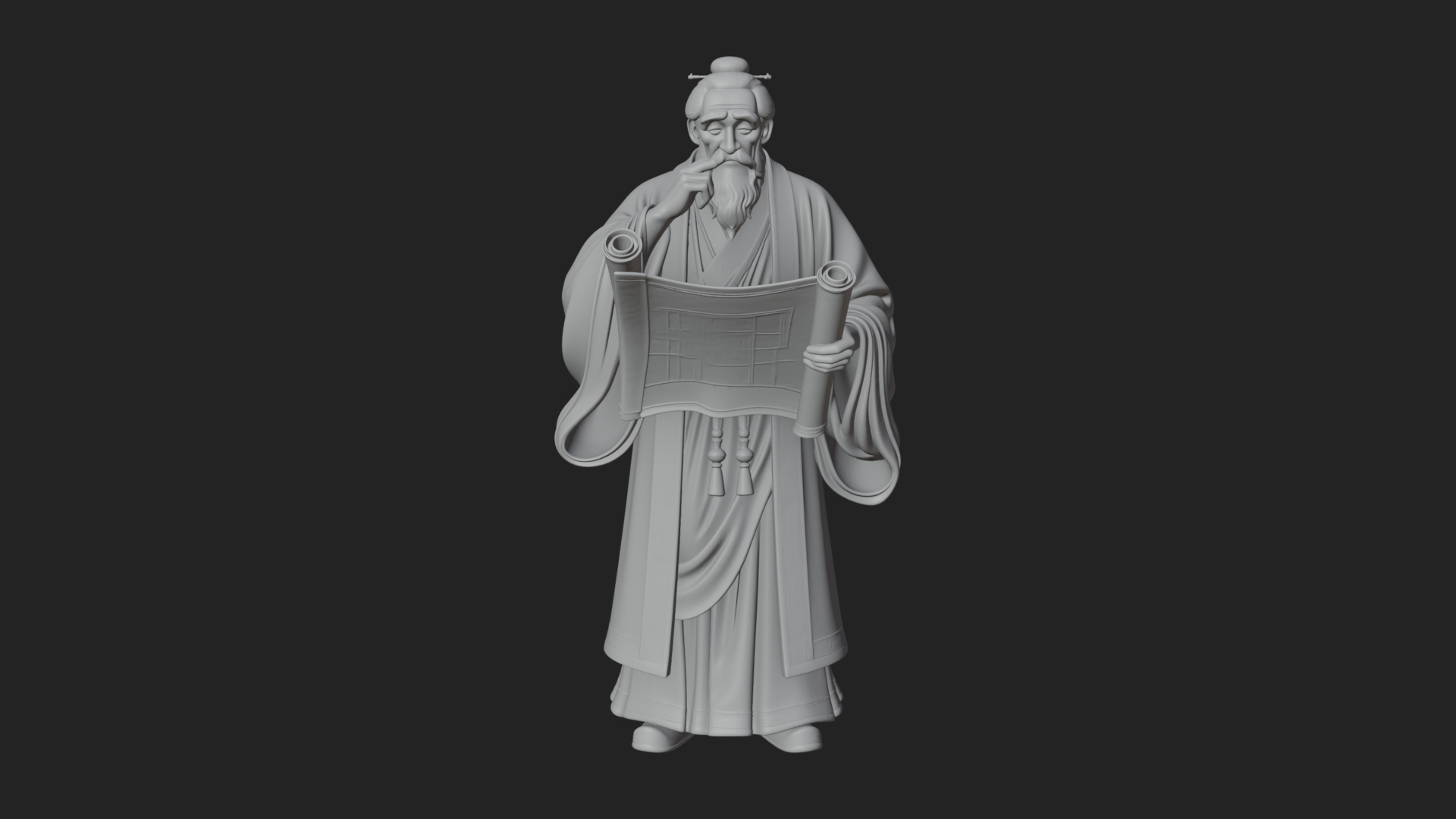 Chinese Scholar with Book Statue Design 10 3D Print Model 3D Model