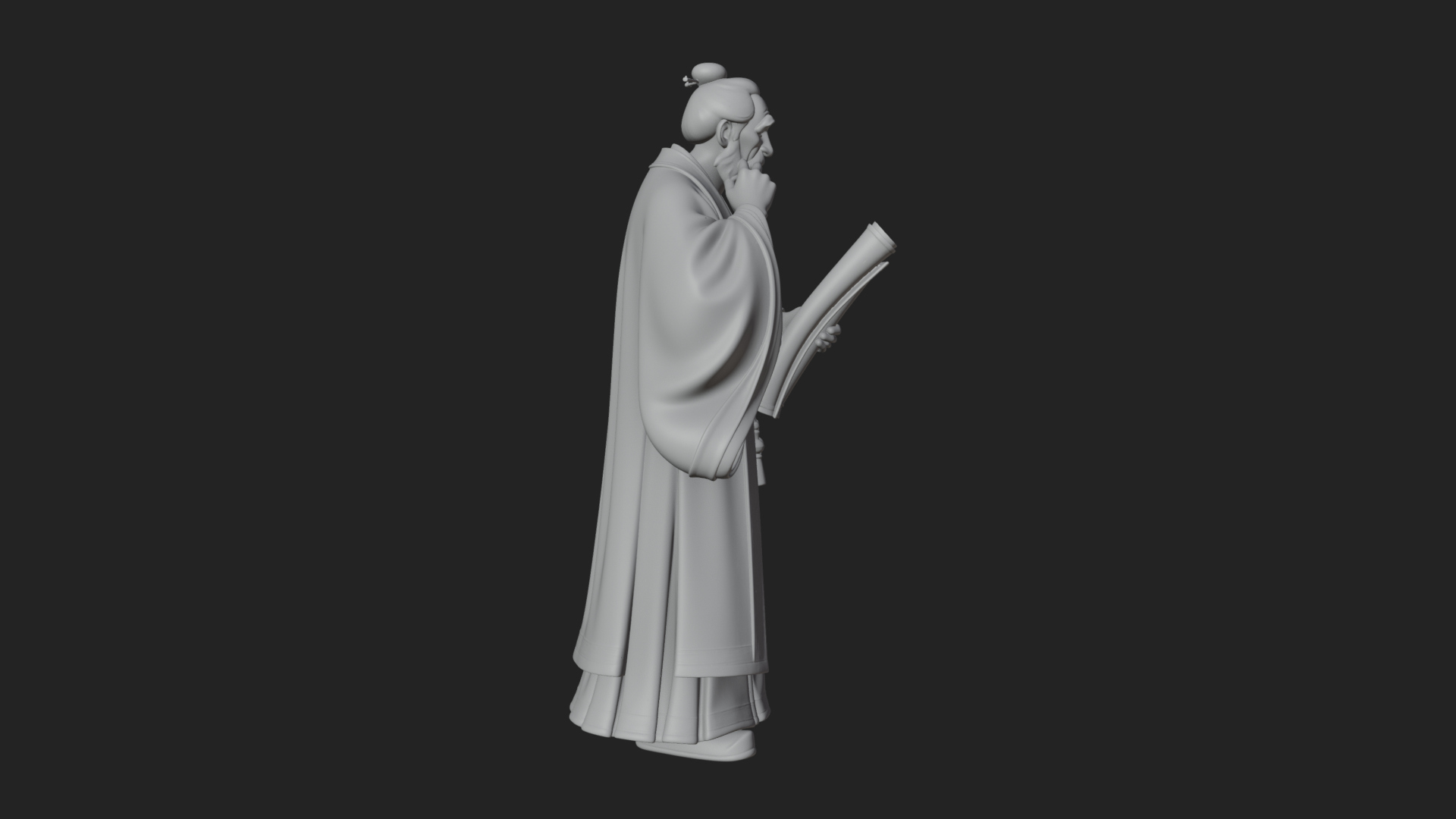 Chinese Scholar with Book Statue Design 10 3D Print Model 3D Model