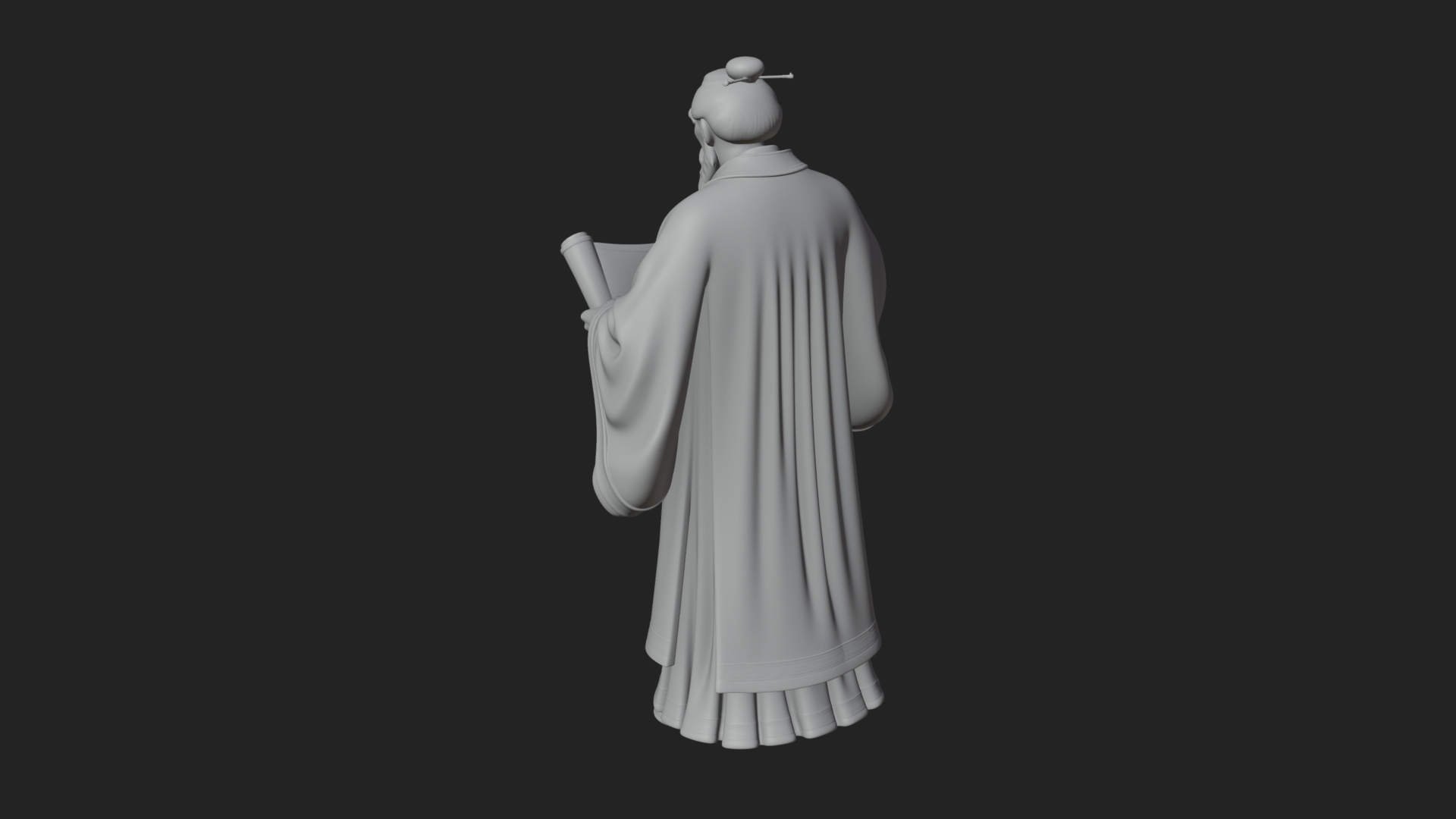 Chinese Scholar with Book Statue Design 10 3D Print Model 3D Model