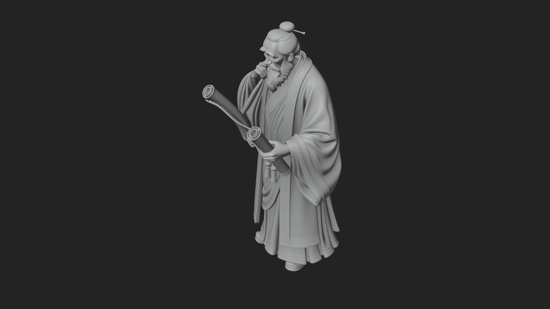 Chinese Scholar with Book Statue Design 10 3D Print Model 3D Model