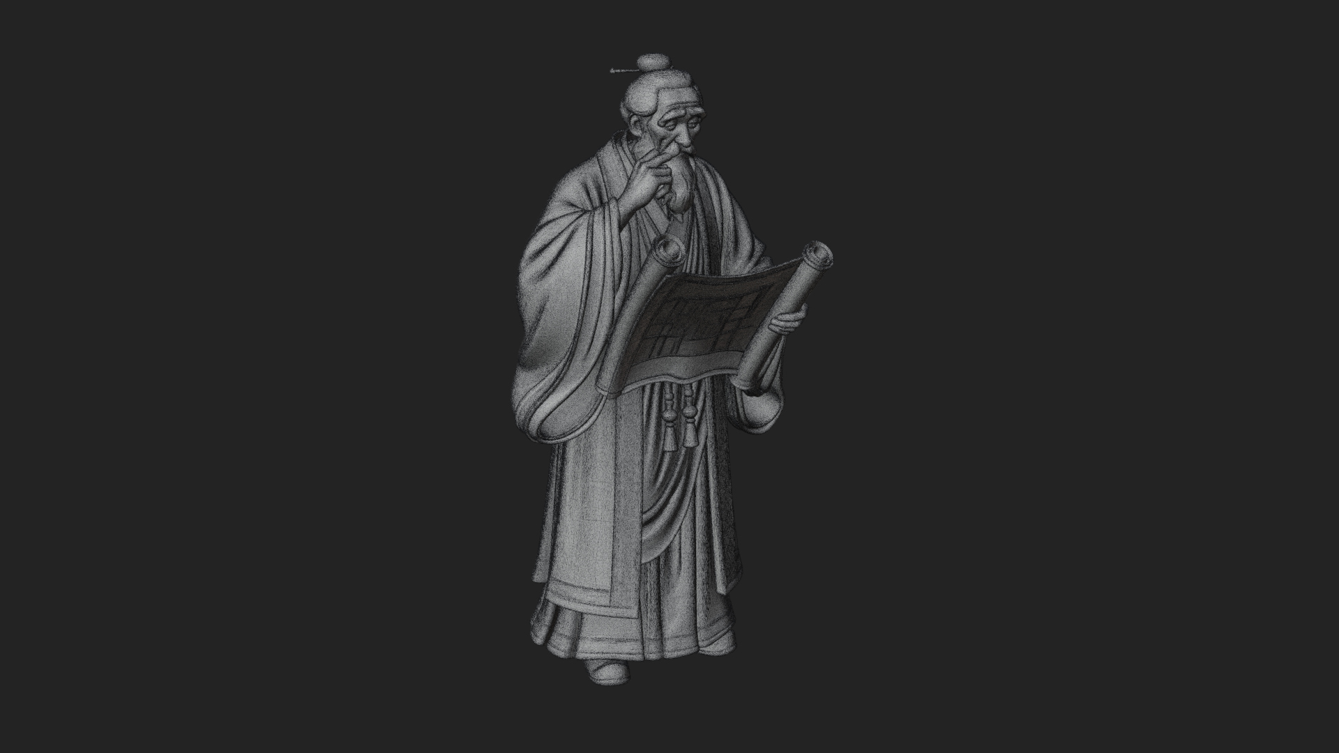 Chinese Scholar with Book Statue Design 10 3D Print Model 3D Model