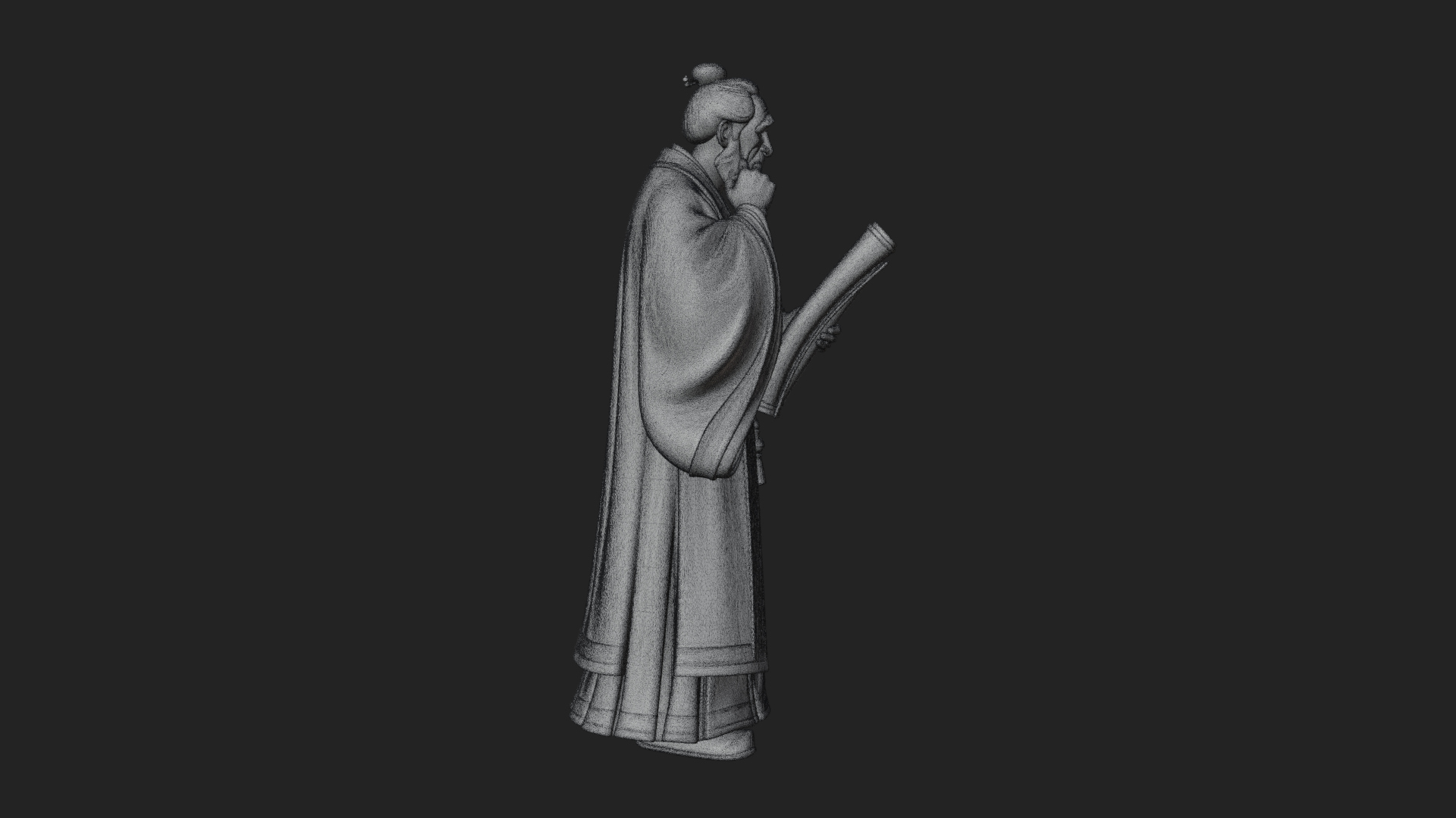 Chinese Scholar with Book Statue Design 10 3D Print Model 3D Model
