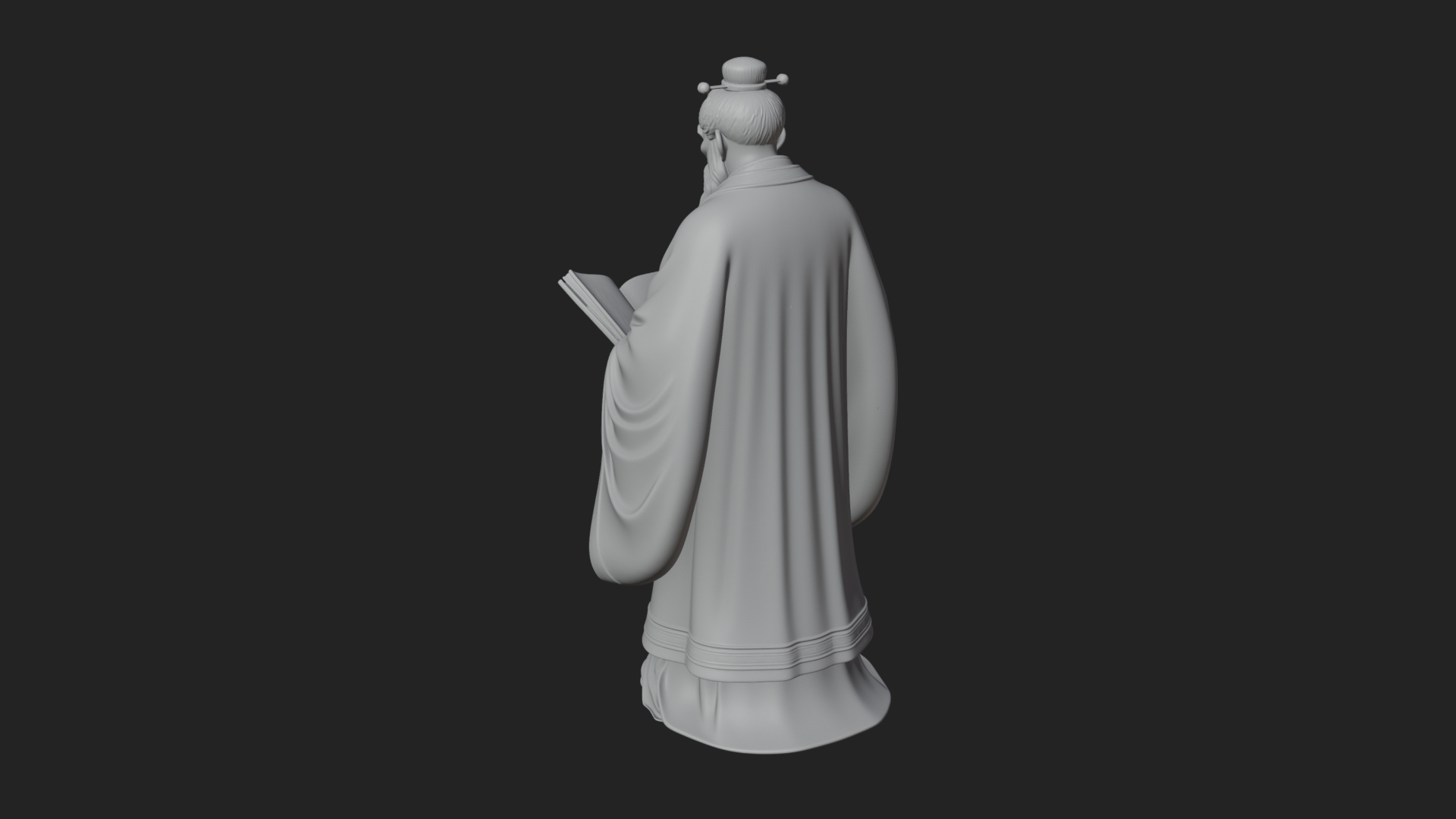 Chinese Scholar with Book Statue Design 2 3D Print Model 3D Model