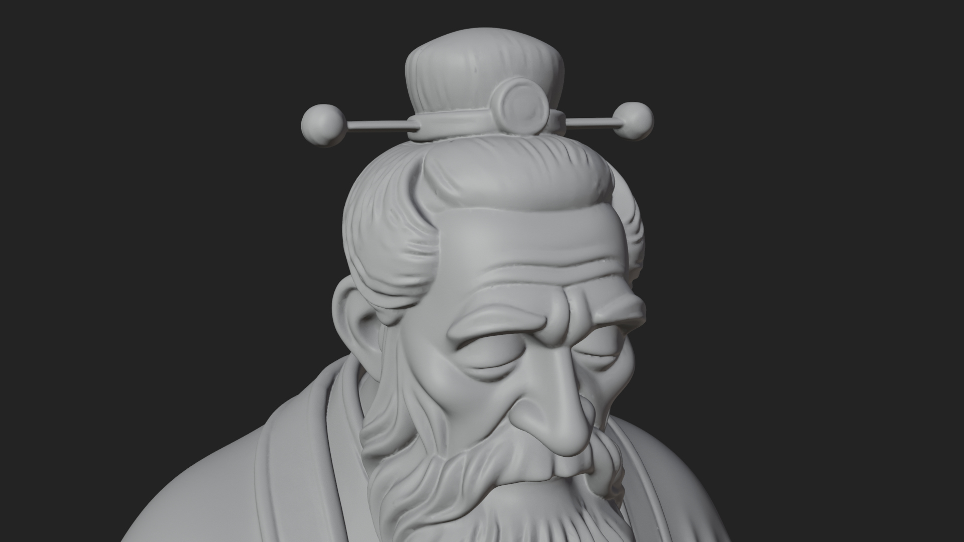 Chinese Scholar with Book Statue Design 2 3D Print Model 3D Model