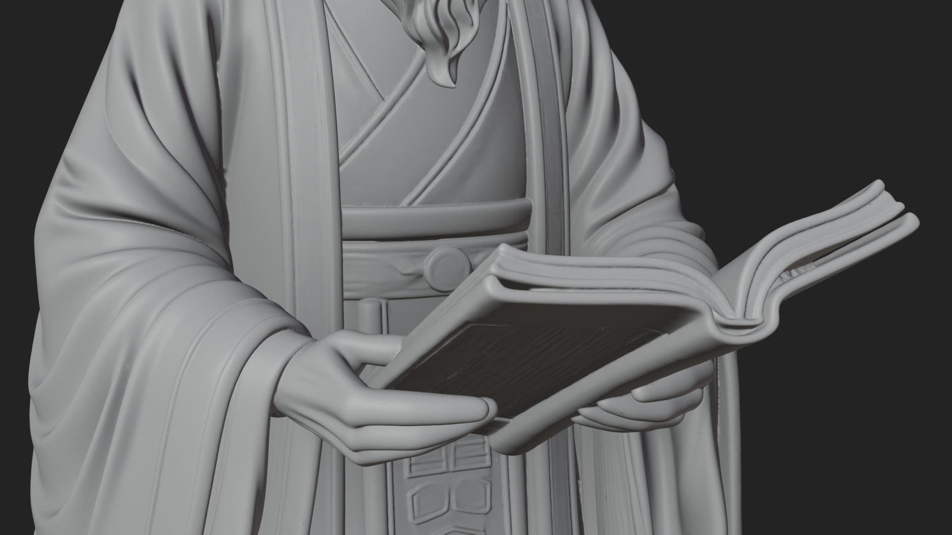 Chinese Scholar with Book Statue Design 2 3D Print Model 3D Model
