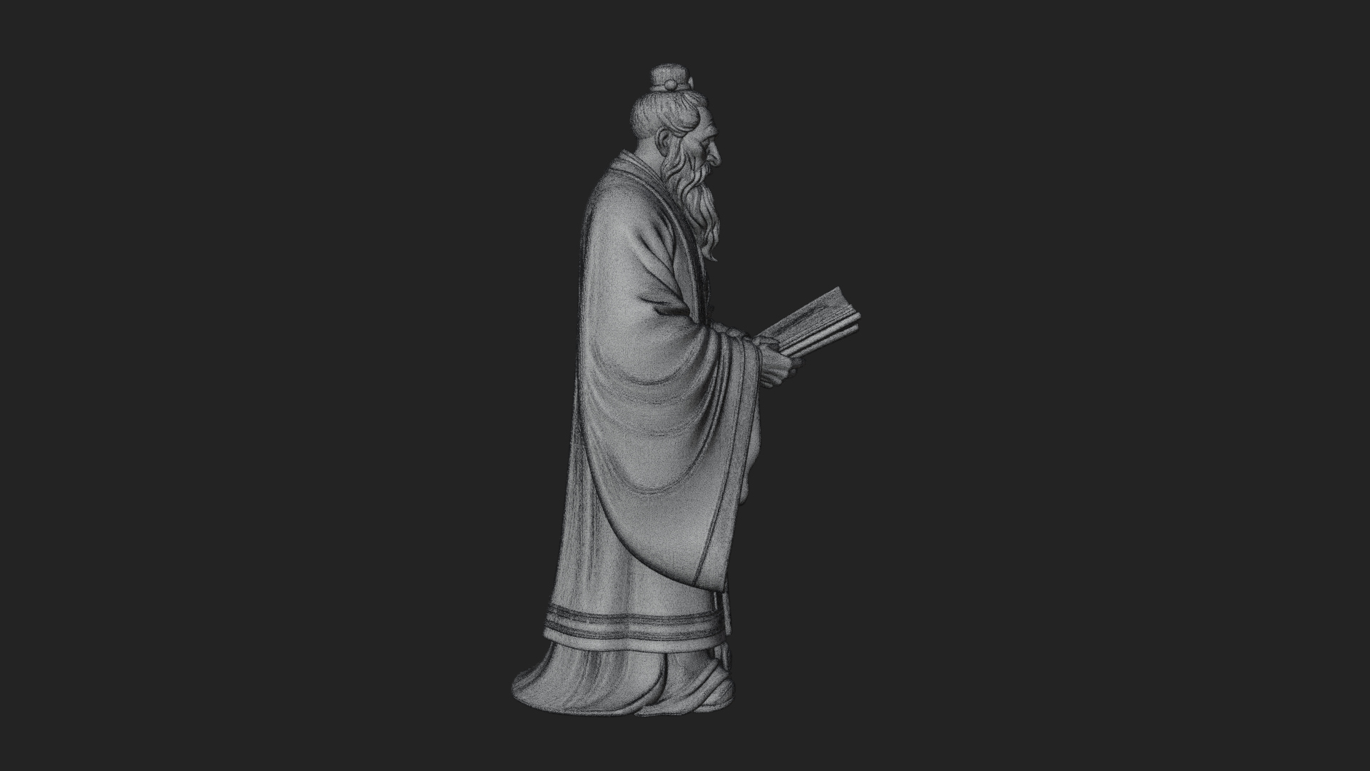 Chinese Scholar with Book Statue Design 2 3D Print Model 3D Model