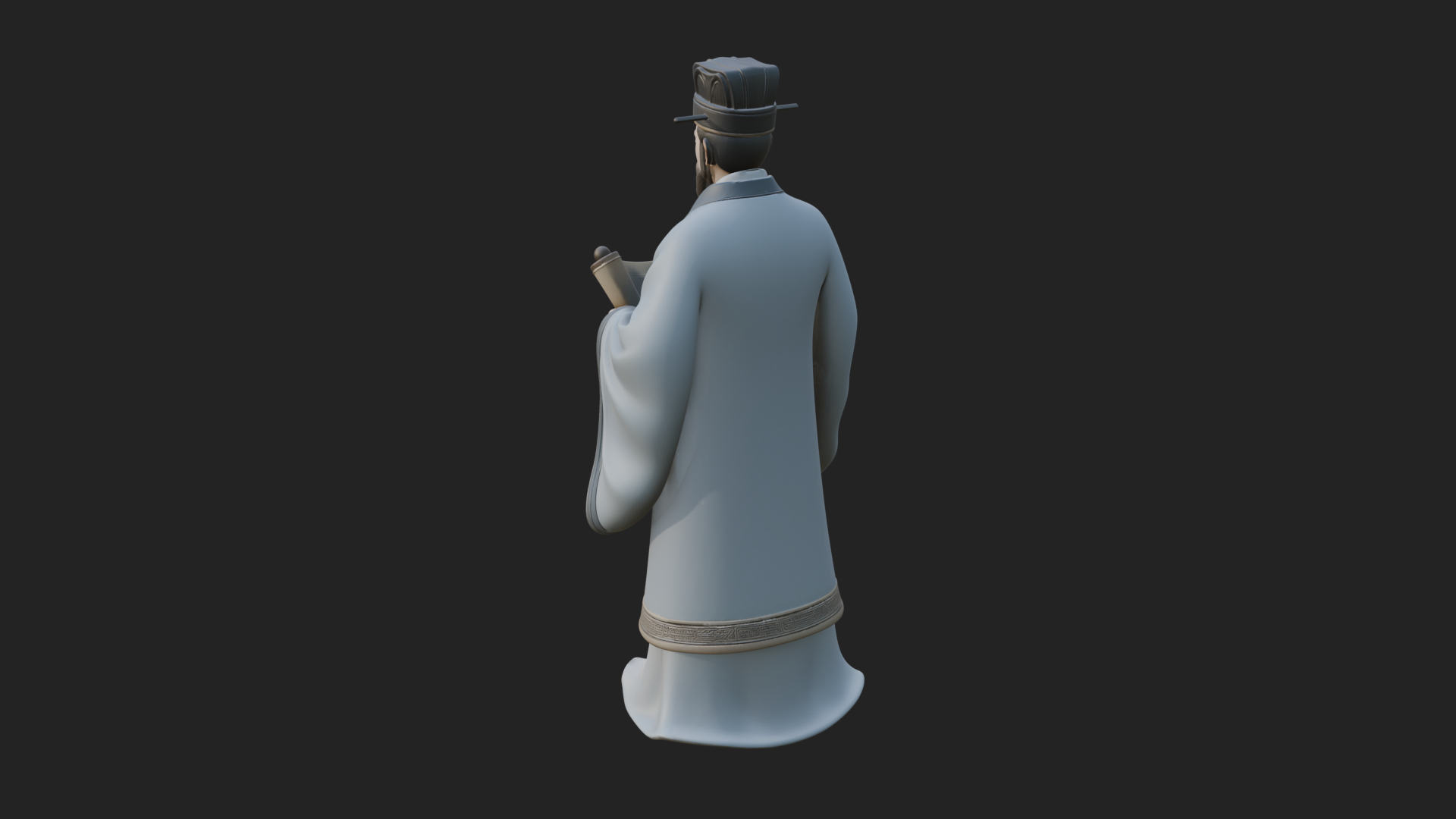 Chinese Scholar with Book Statue Design 3 3D Print Model 3D Model
