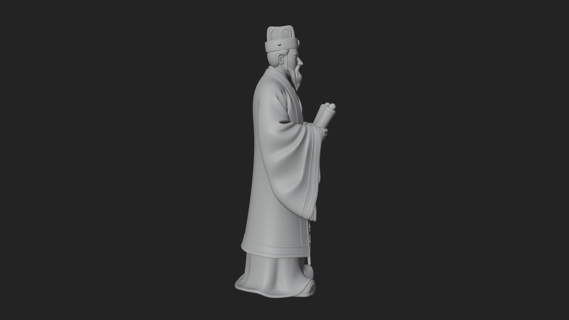 Chinese Scholar with Book Statue Design 3 3D Print Model 3D Model