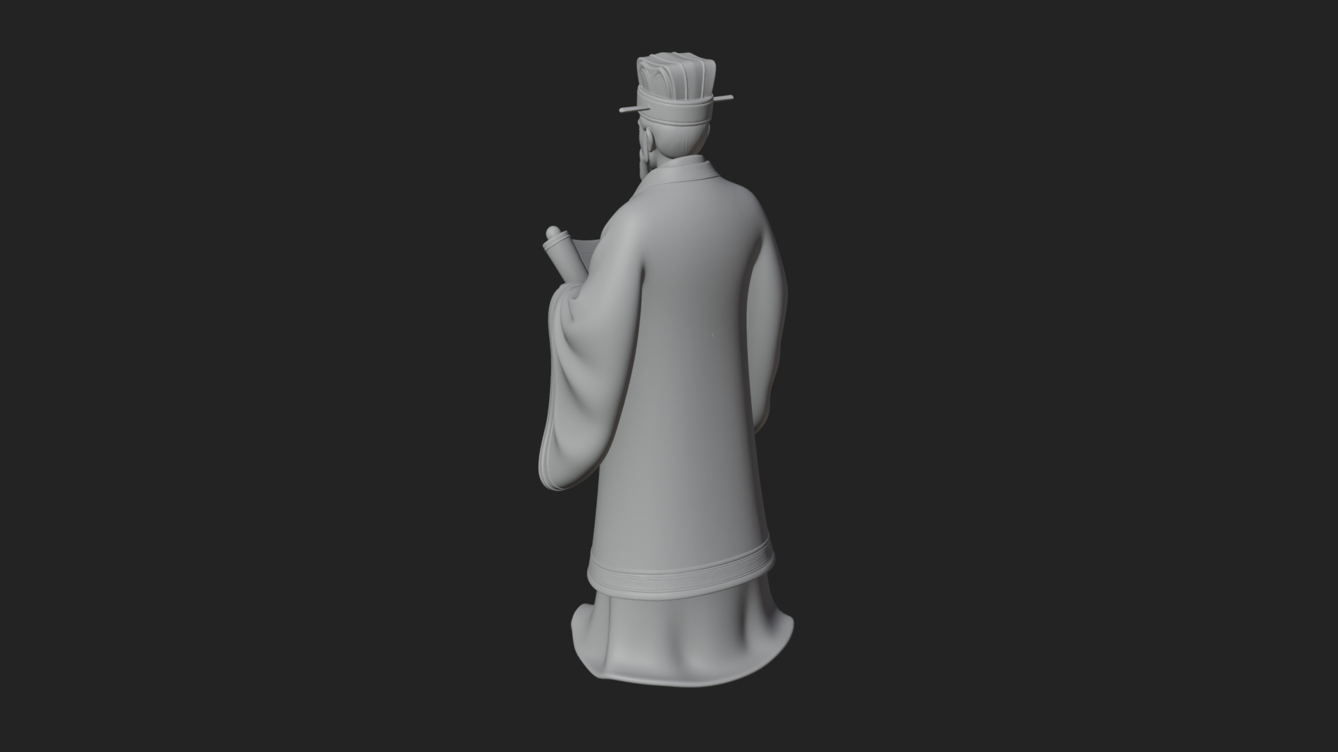 Chinese Scholar with Book Statue Design 3 3D Print Model 3D Model