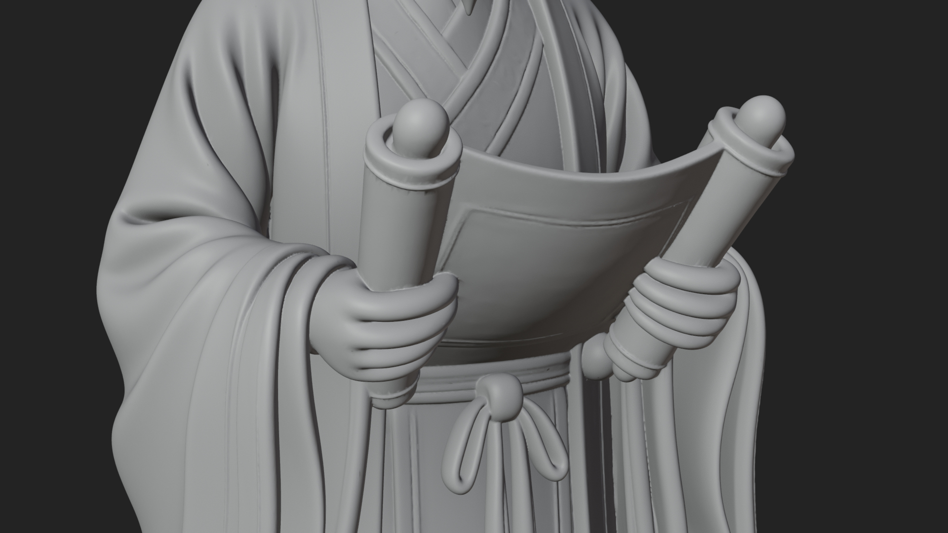 Chinese Scholar with Book Statue Design 3 3D Print Model 3D Model