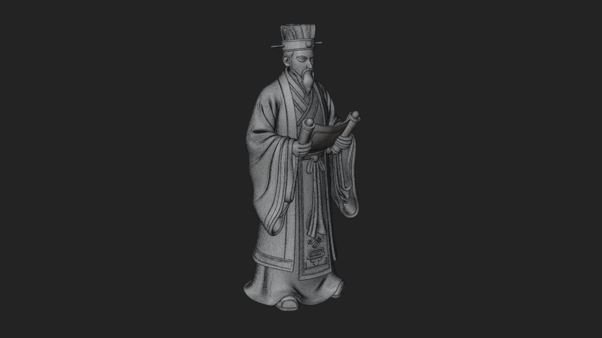 Chinese Scholar with Book Statue Design 3 3D Print Model 3D Model