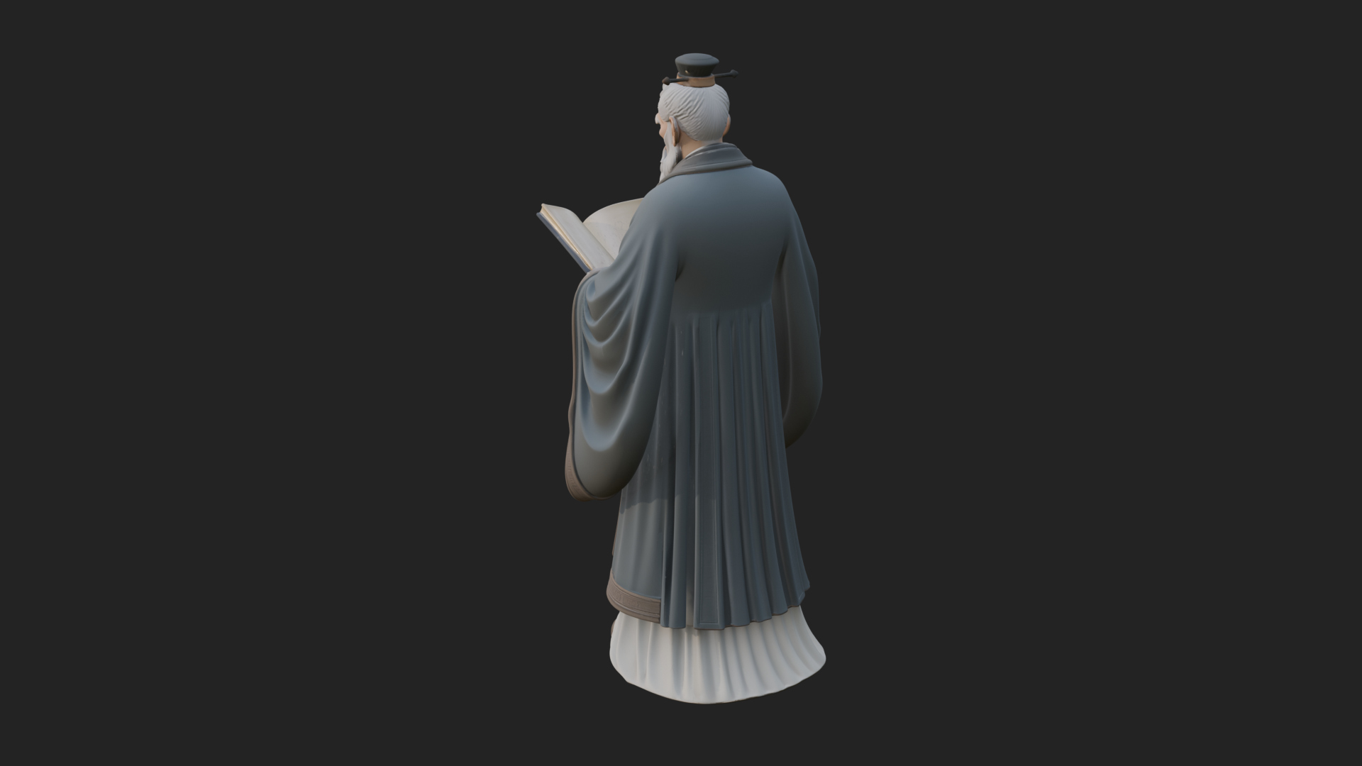 Chinese Scholar with Book Statue Design 4 3D Print Model 3D Model