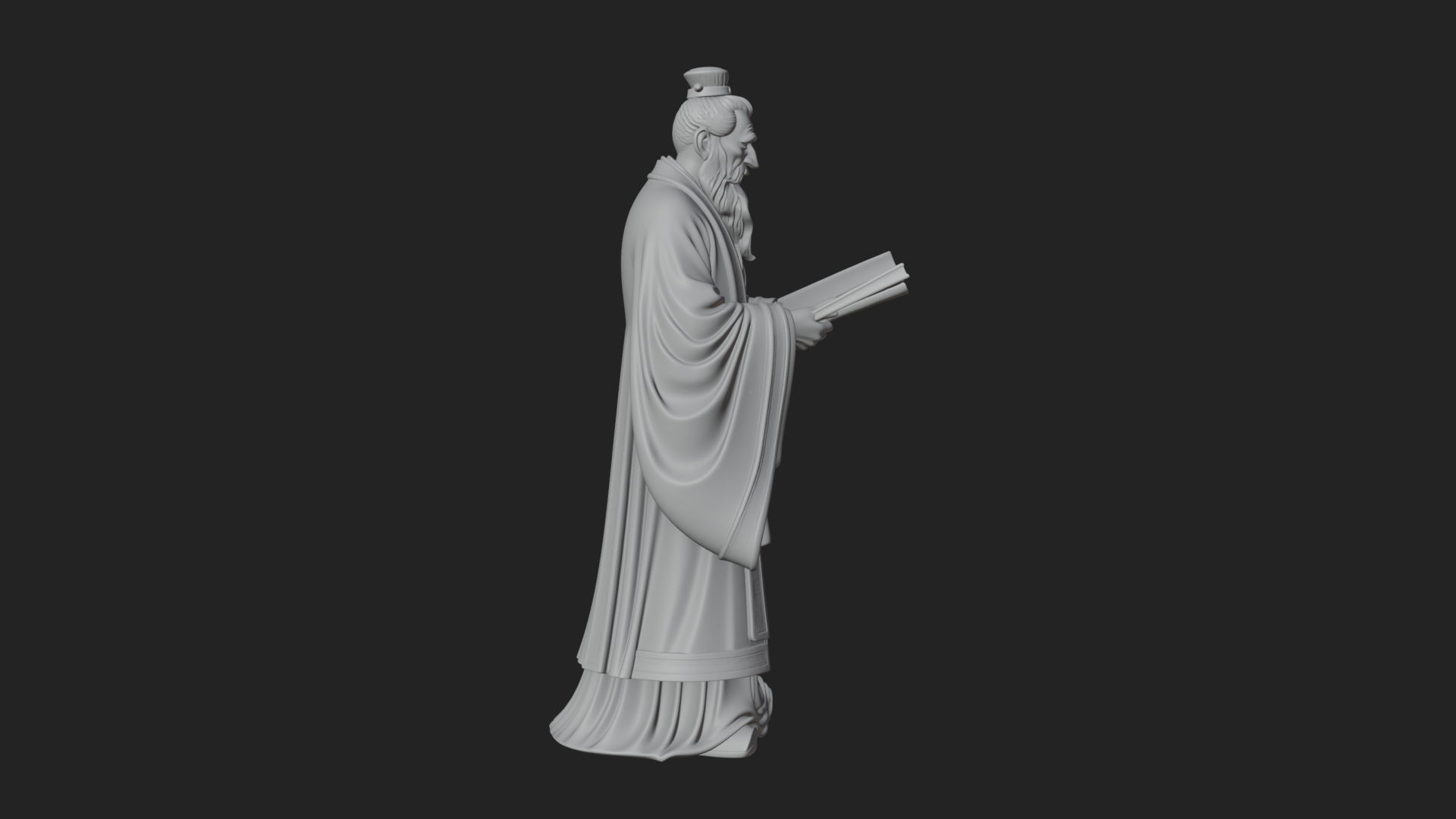 Chinese Scholar with Book Statue Design 4 3D Print Model 3D Model