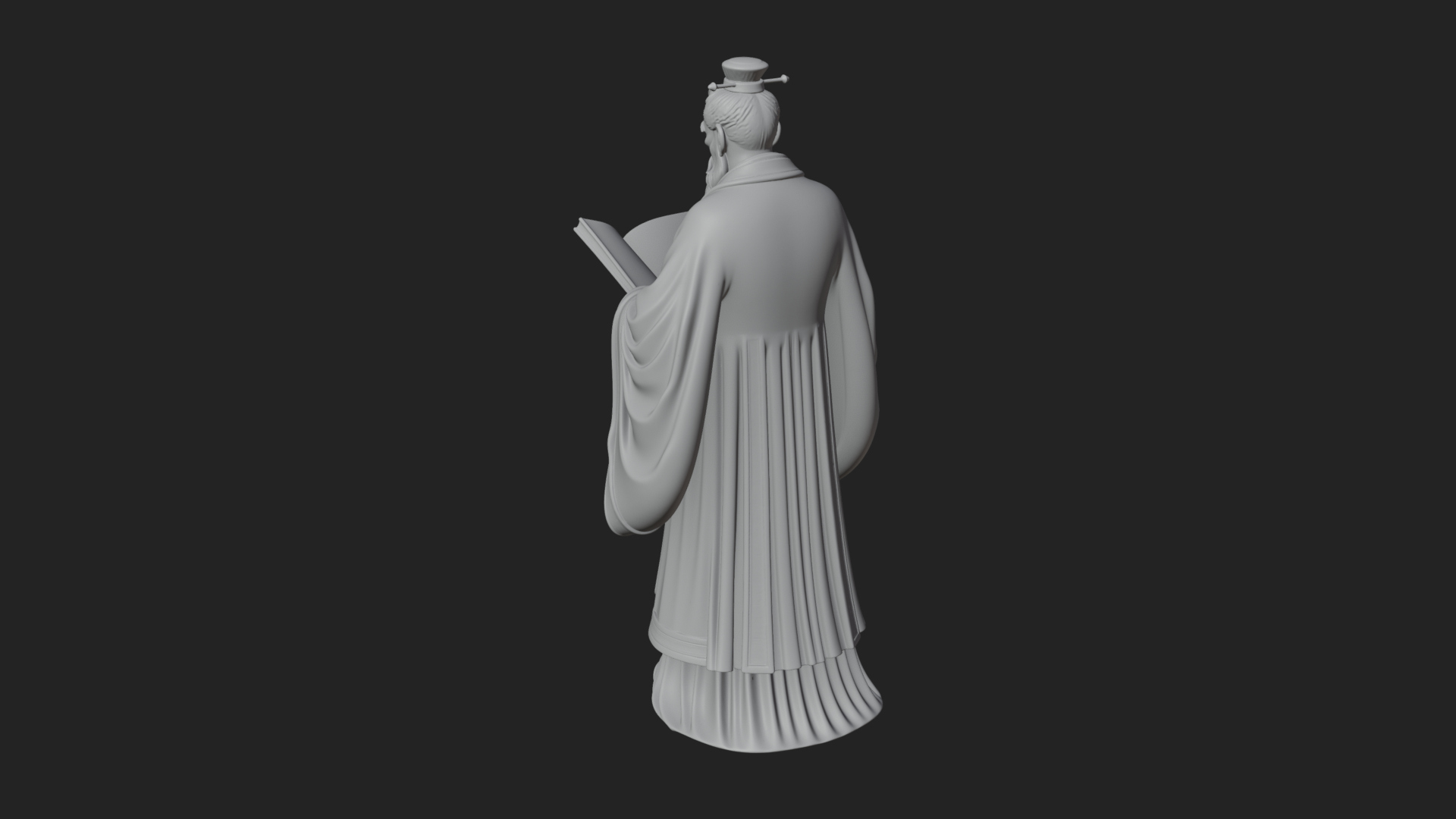 Chinese Scholar with Book Statue Design 4 3D Print Model 3D Model