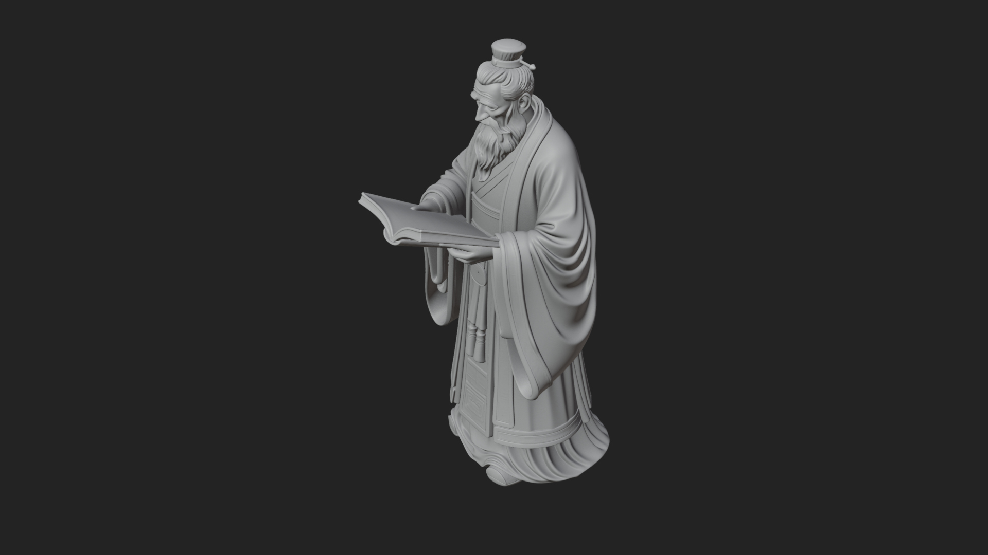 Chinese Scholar with Book Statue Design 4 3D Print Model 3D Model