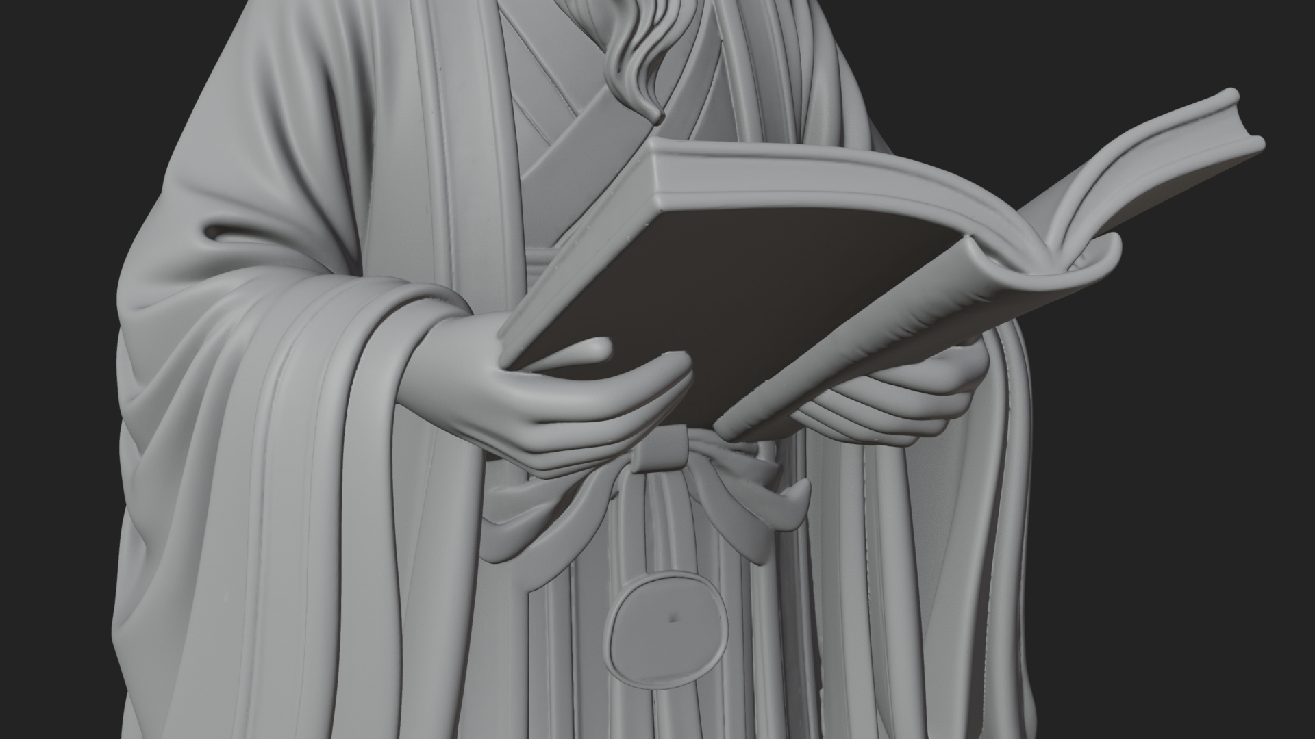 Chinese Scholar with Book Statue Design 4 3D Print Model 3D Model