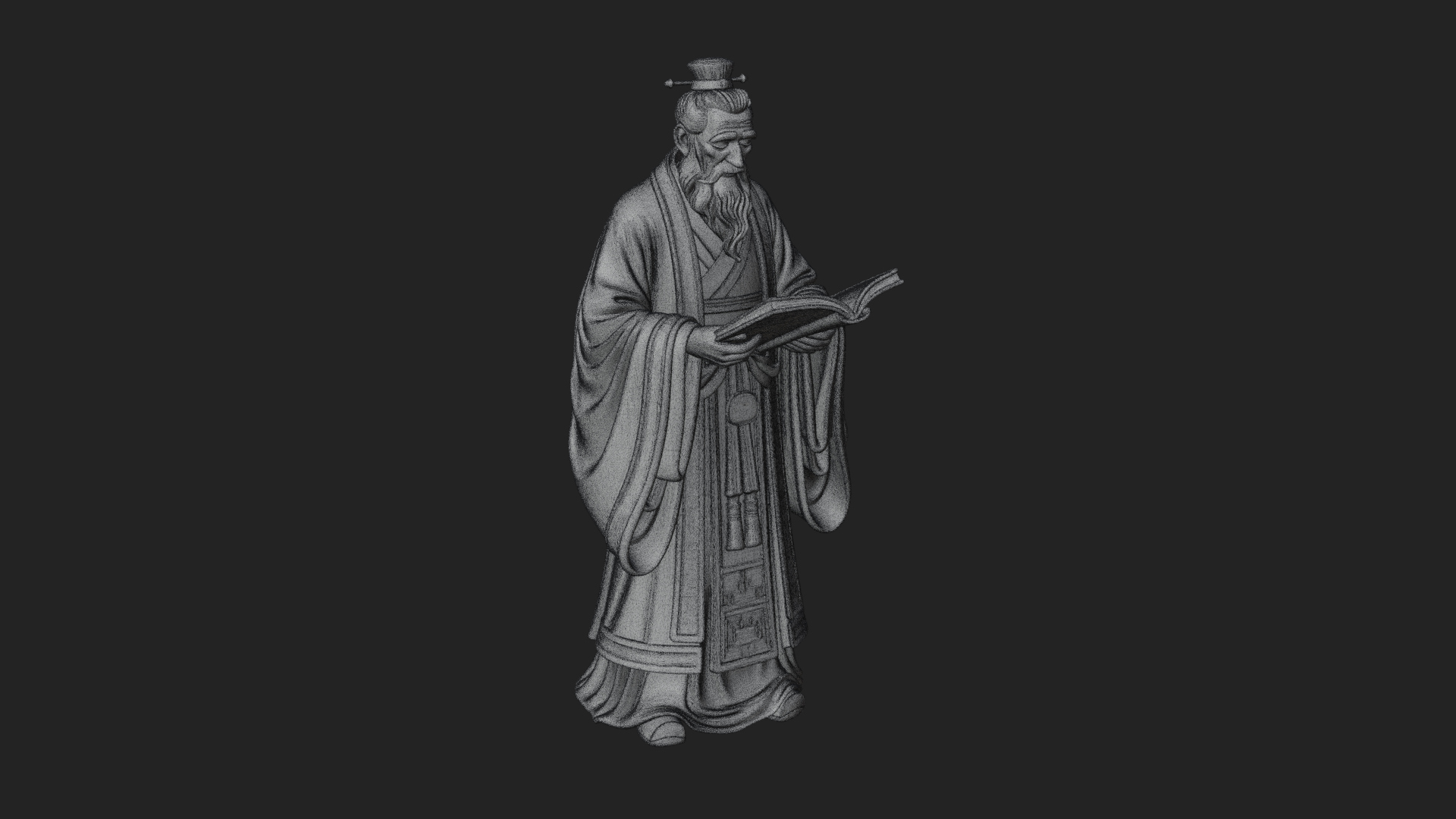 Chinese Scholar with Book Statue Design 4 3D Print Model 3D Model