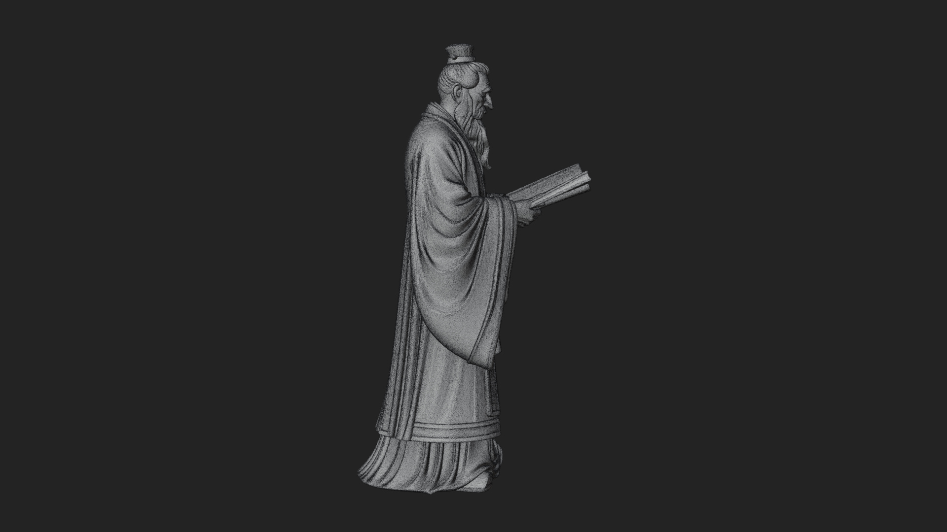 Chinese Scholar with Book Statue Design 4 3D Print Model 3D Model