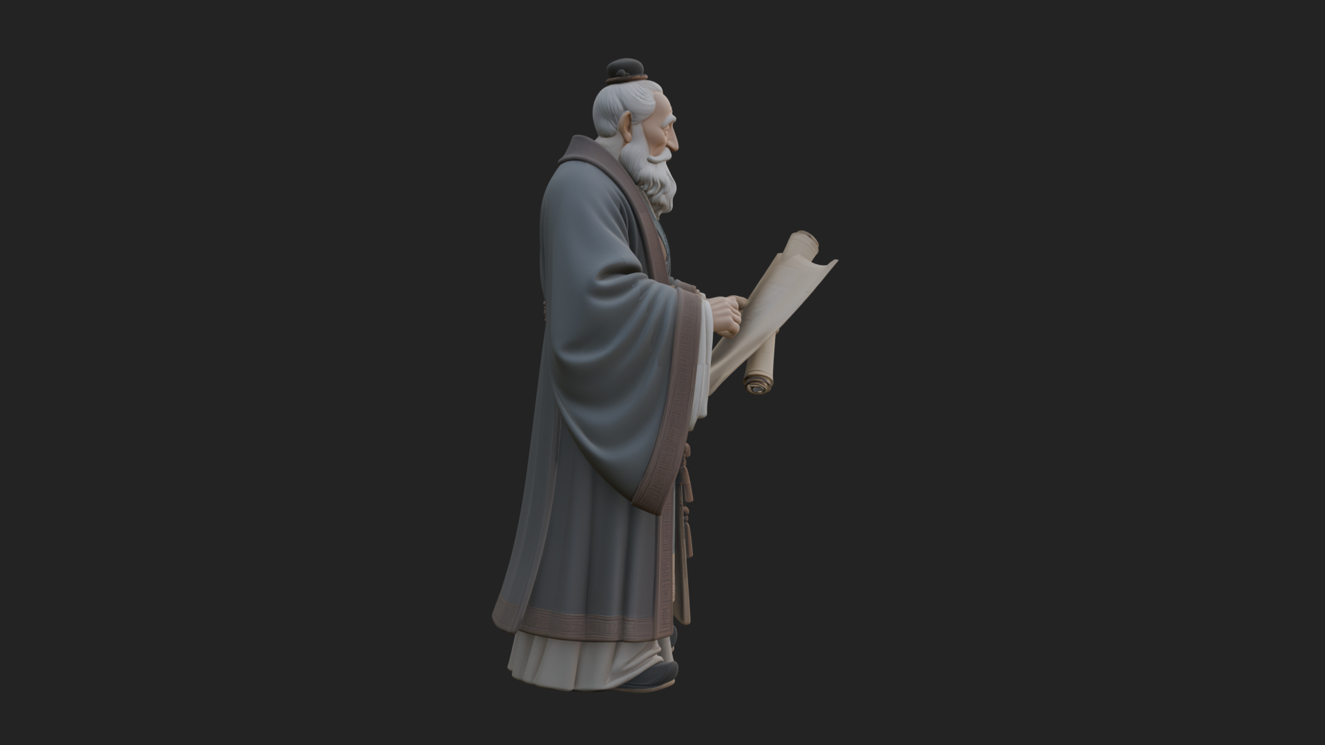 Chinese Scholar with Book Statue Design 5 3D Print Model 3D Model
