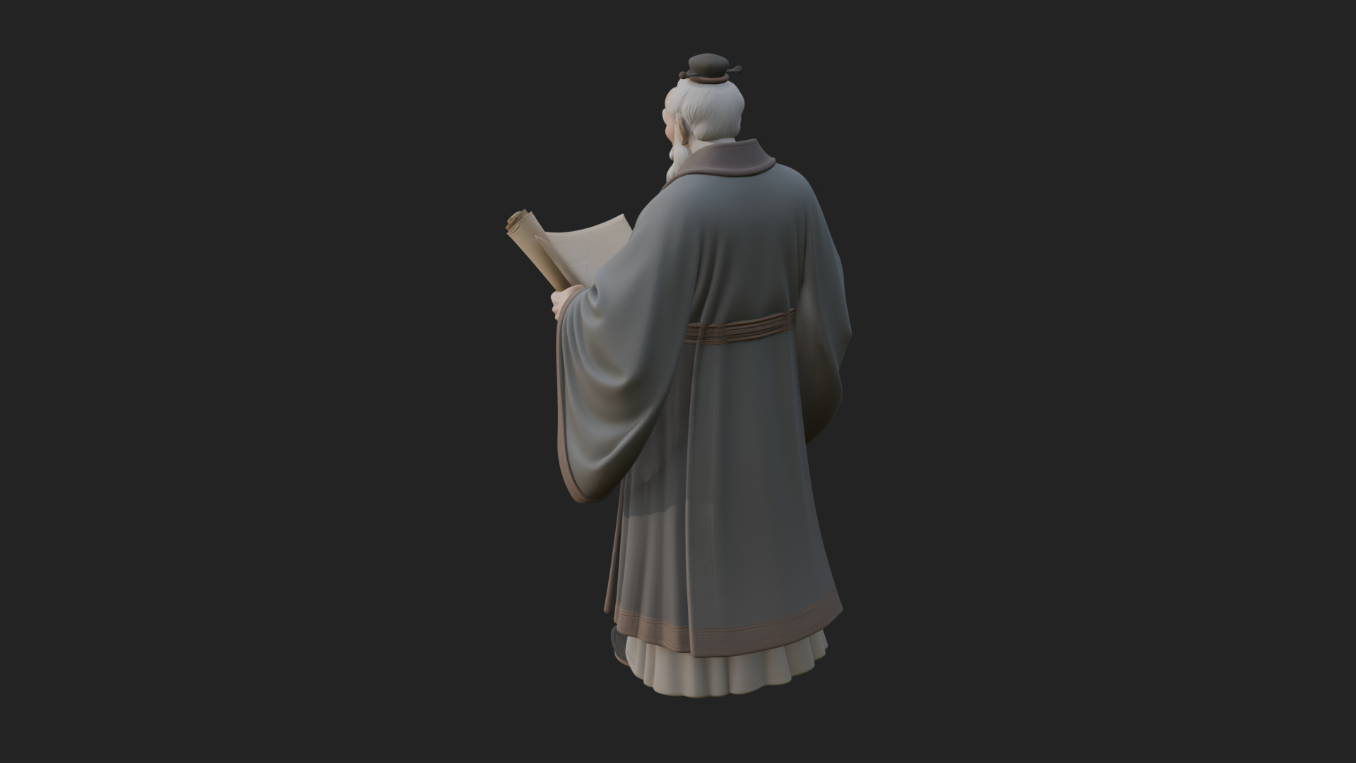 Chinese Scholar with Book Statue Design 5 3D Print Model 3D Model