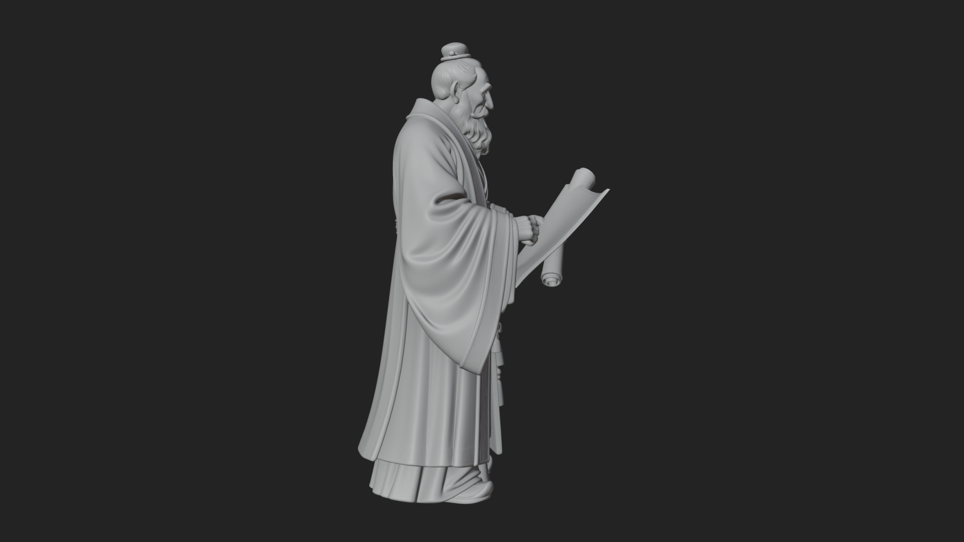 Chinese Scholar with Book Statue Design 5 3D Print Model 3D Model