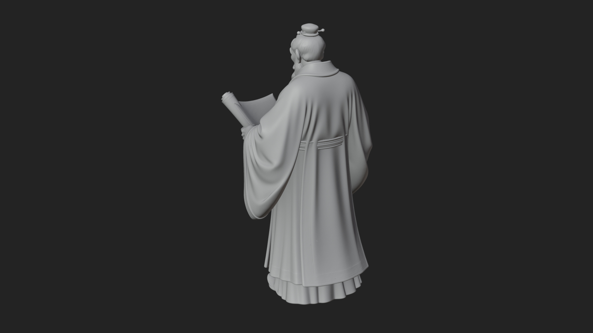 Chinese Scholar with Book Statue Design 5 3D Print Model 3D Model