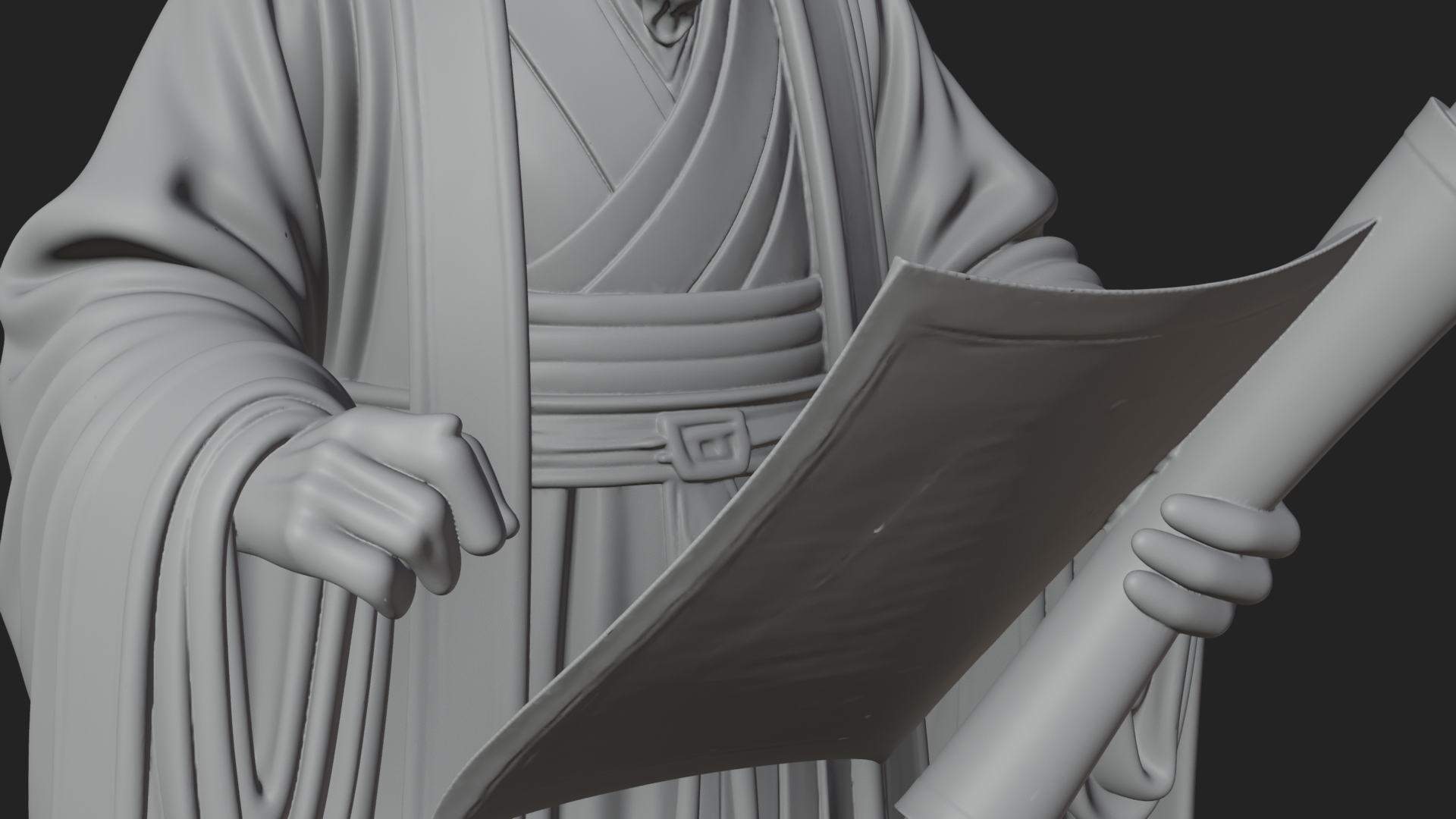 Chinese Scholar with Book Statue Design 5 3D Print Model 3D Model