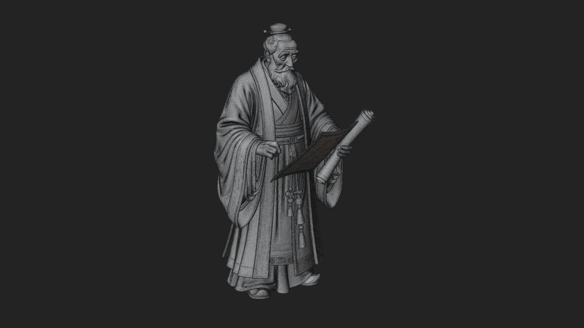 Chinese Scholar with Book Statue Design 5 3D Print Model 3D Model