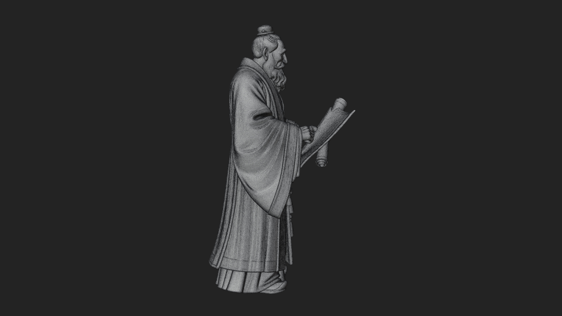 Chinese Scholar with Book Statue Design 5 3D Print Model 3D Model