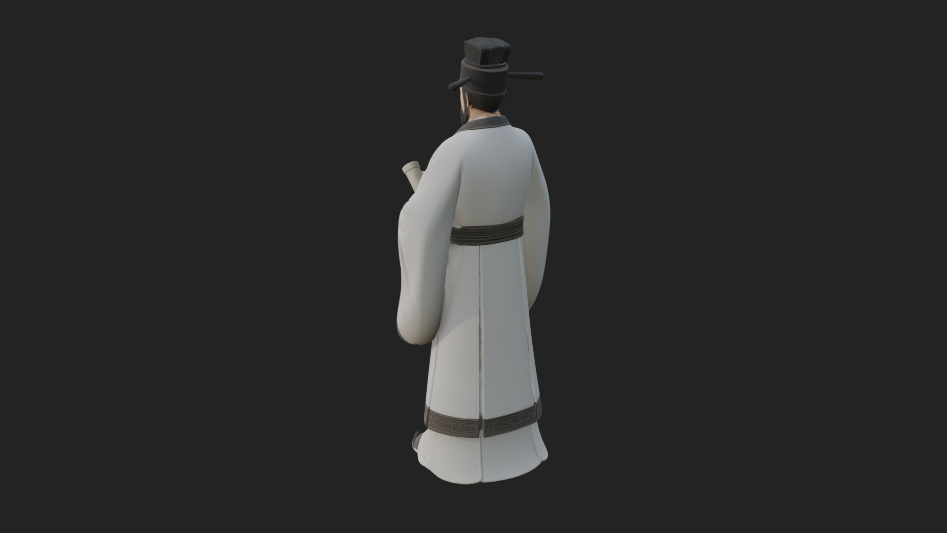 Chinese Scholar with Book Statue Design 6 3D Print Model 3D Model